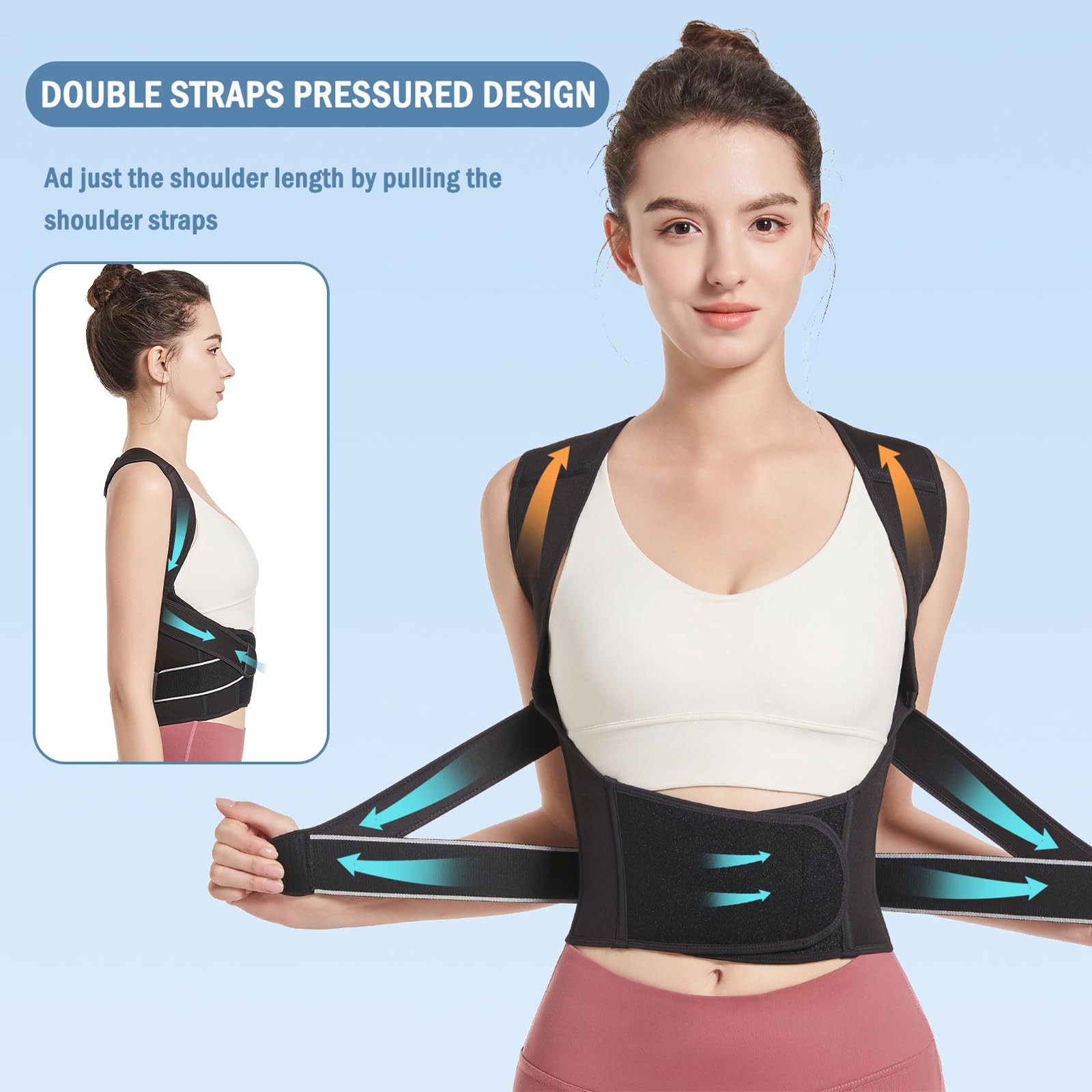Eicgo Posture Corrector,Suitable for Men and Women Upper Large, Black
