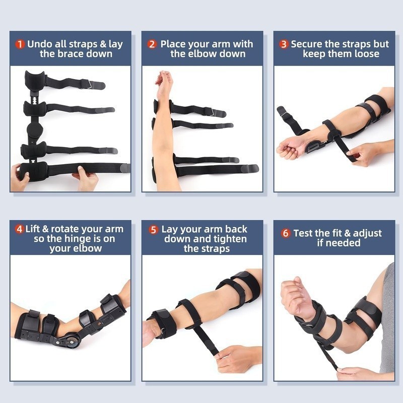 Adjustable Hinged Elbow Brace Post Surgery Stabilization Compression Support New