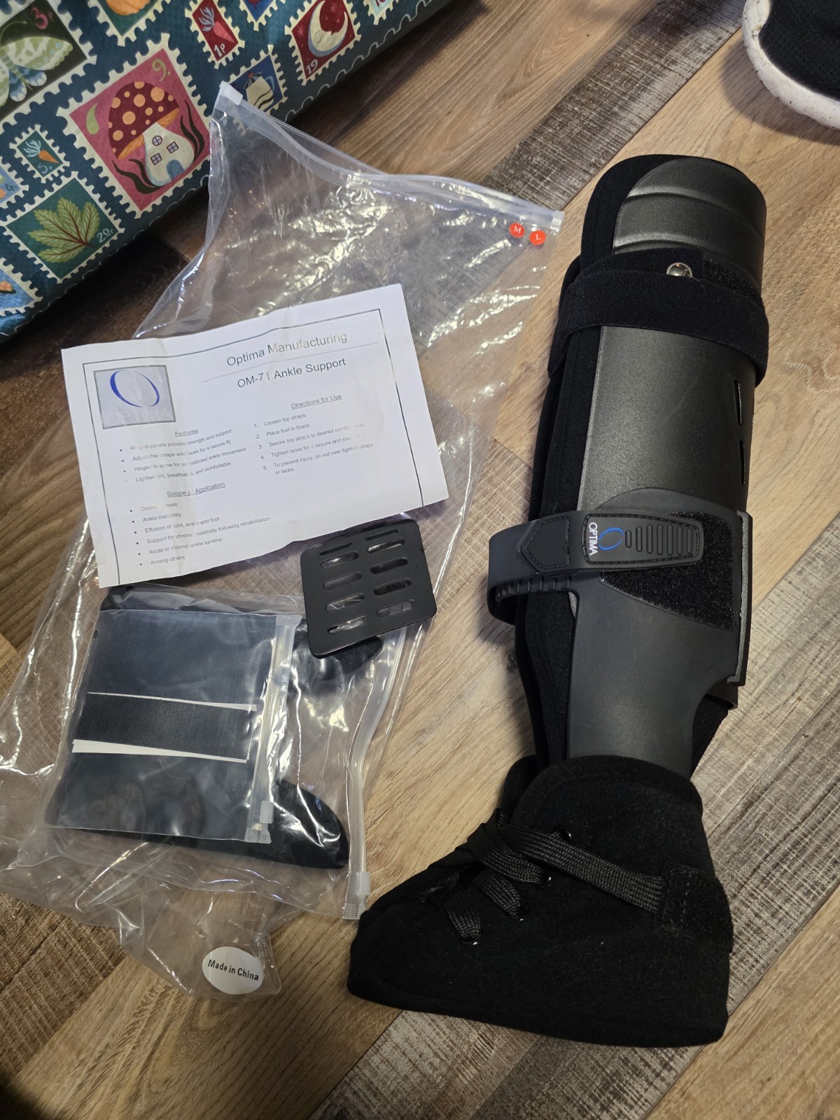Optima OM-71 Ankle Support Relief Brace Medium Left Foot New