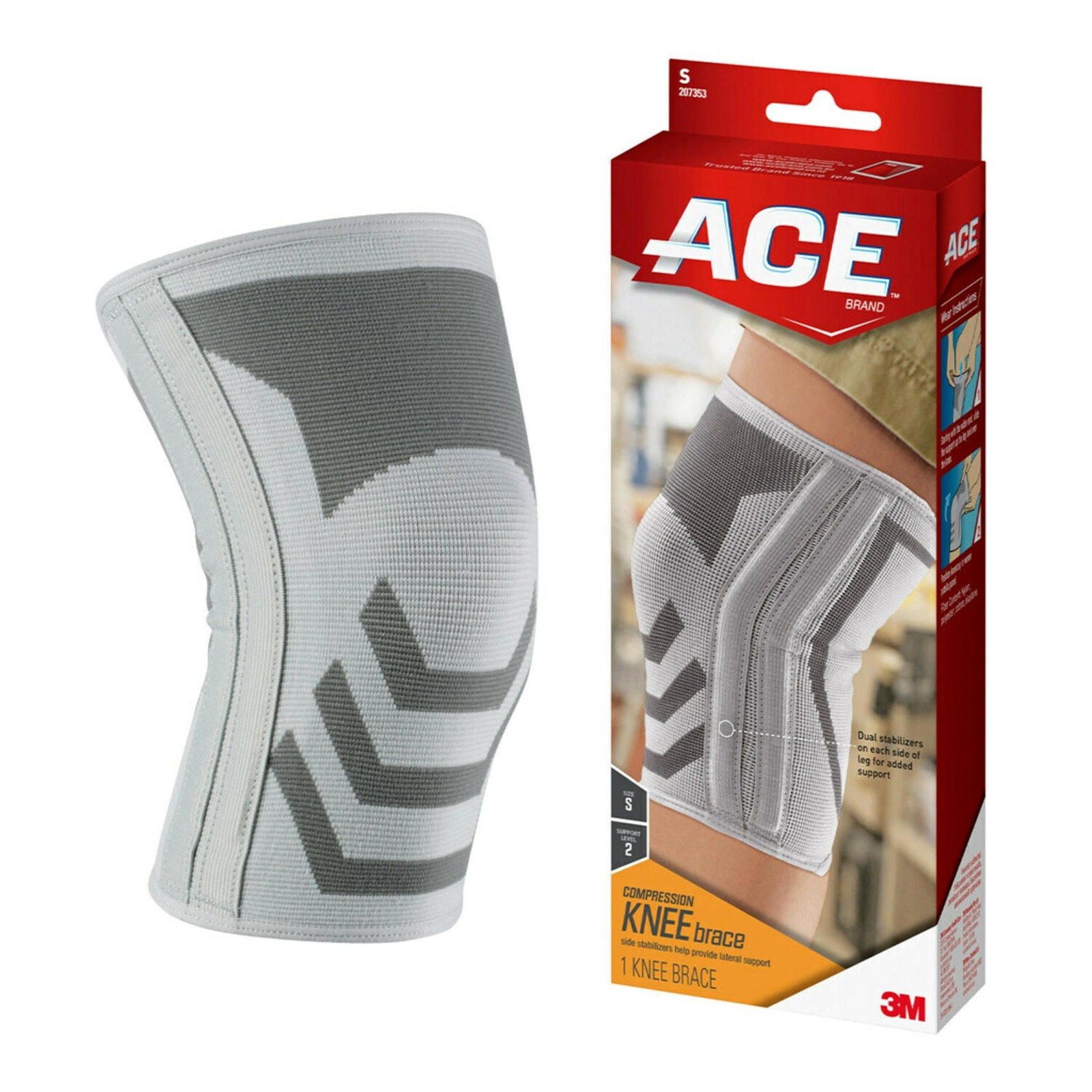 Compression Knee Brace w/Side Stabilizers, Support Injured Knee With Mild Com…