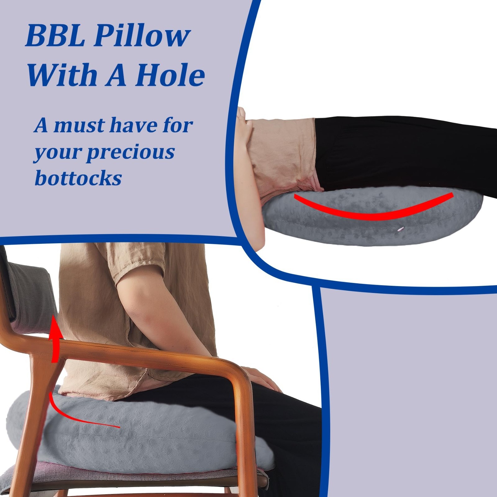 BBL Pillow for Post-Surgery Recovery, Donut Cushion for Butt Sleeping & Sitting,