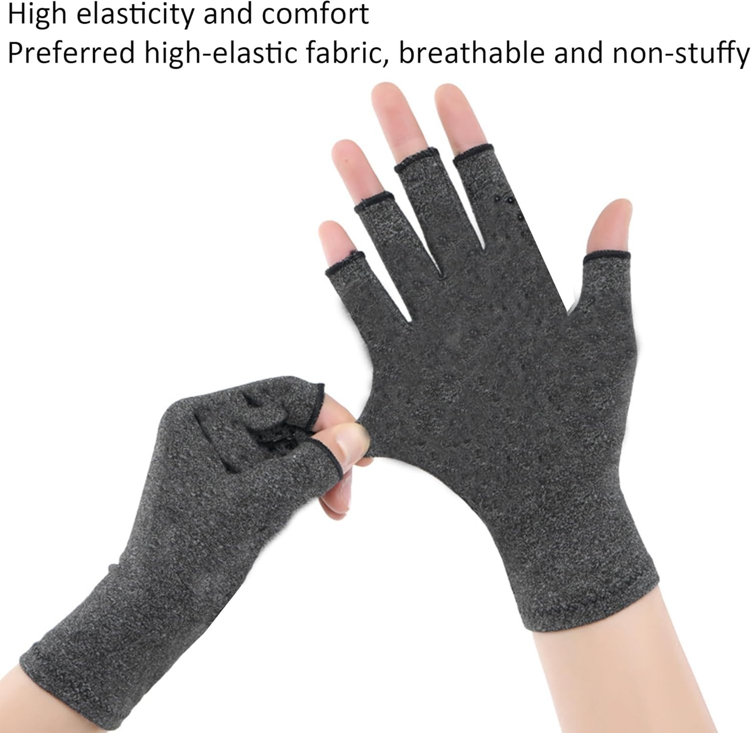 Ergonomic Fingerless Compression Gloves – Stylish Dark Gray for Arthritis Relief
