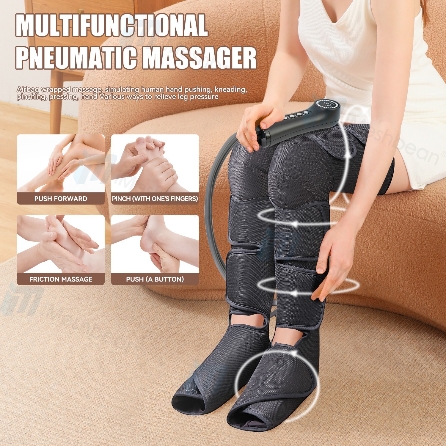 Shiatsu Electric Foot Calf Massager Massage Machine Ankle Leg Kneading Heating