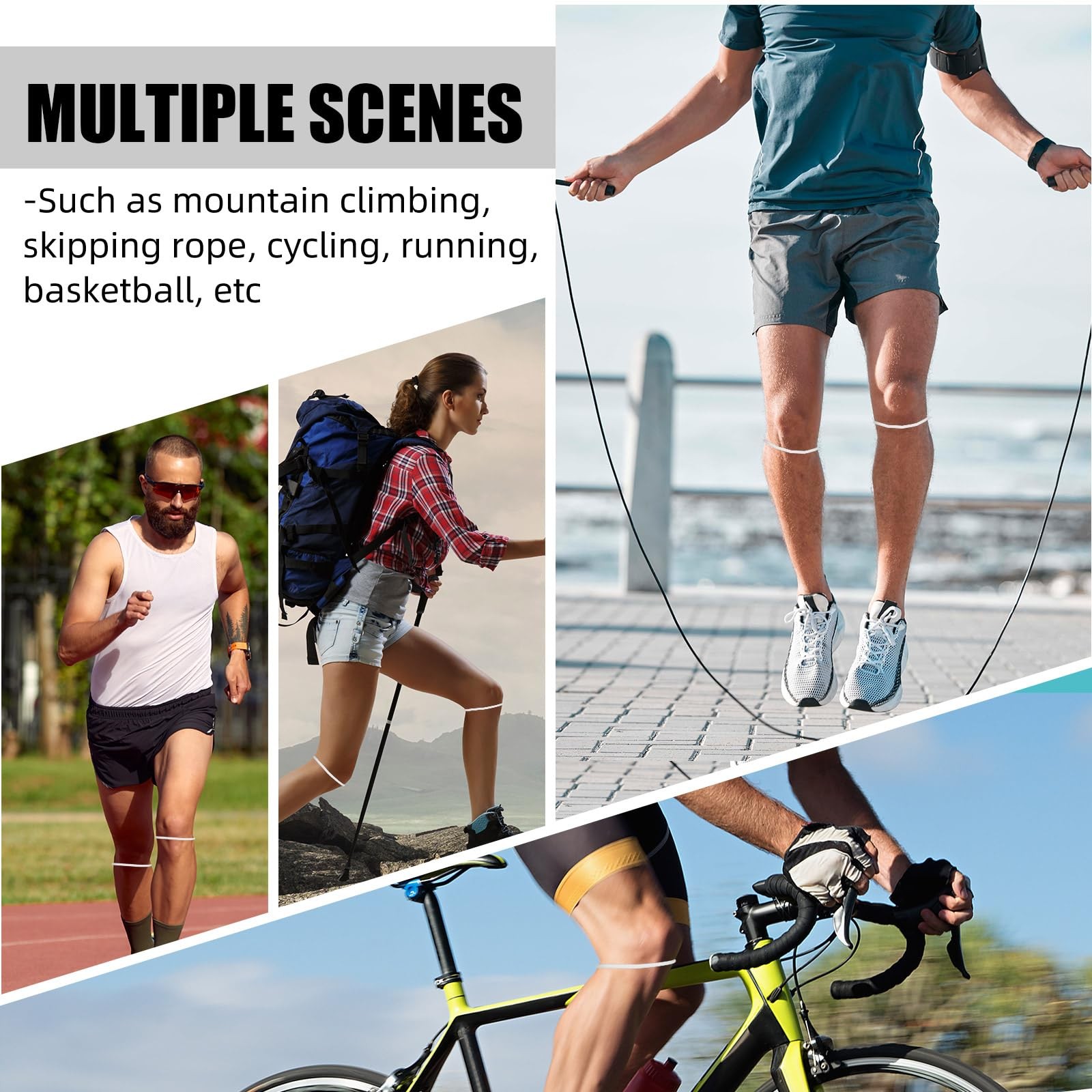 Patella Knee Strap Support 2 White Silicone Brace Pain Running Fitness Basketbal