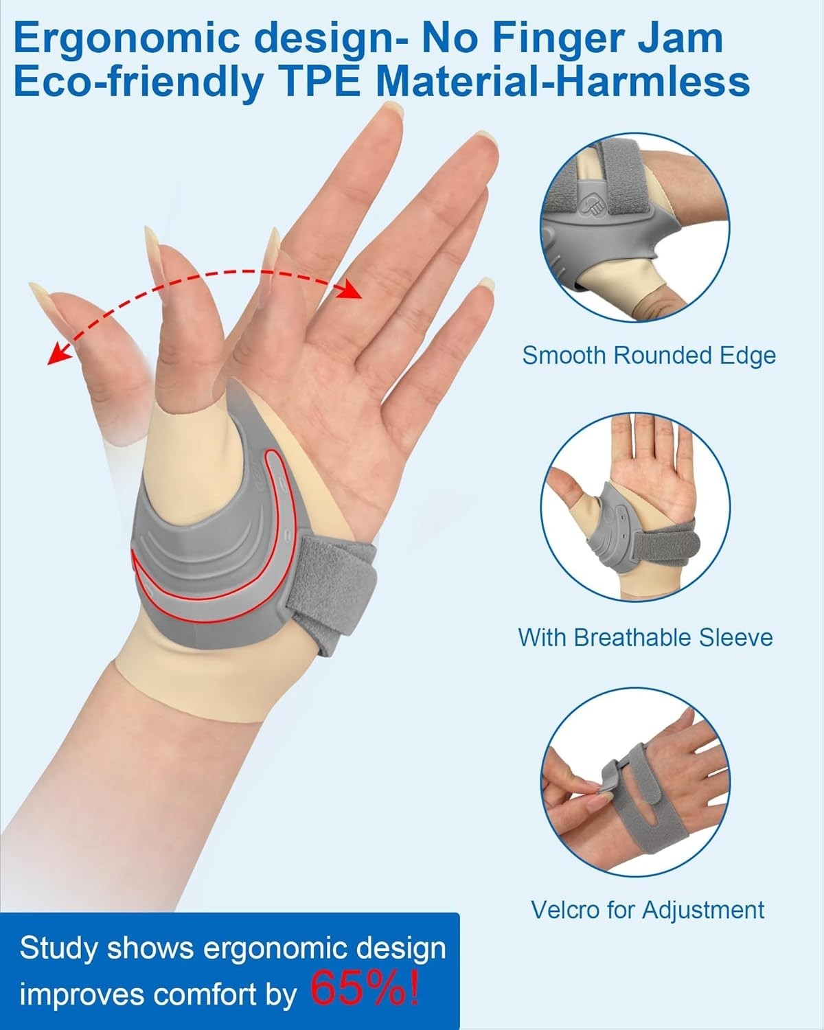 Thumb Brace for Joint Pain. ( Left Hand, Size: M, Gray )