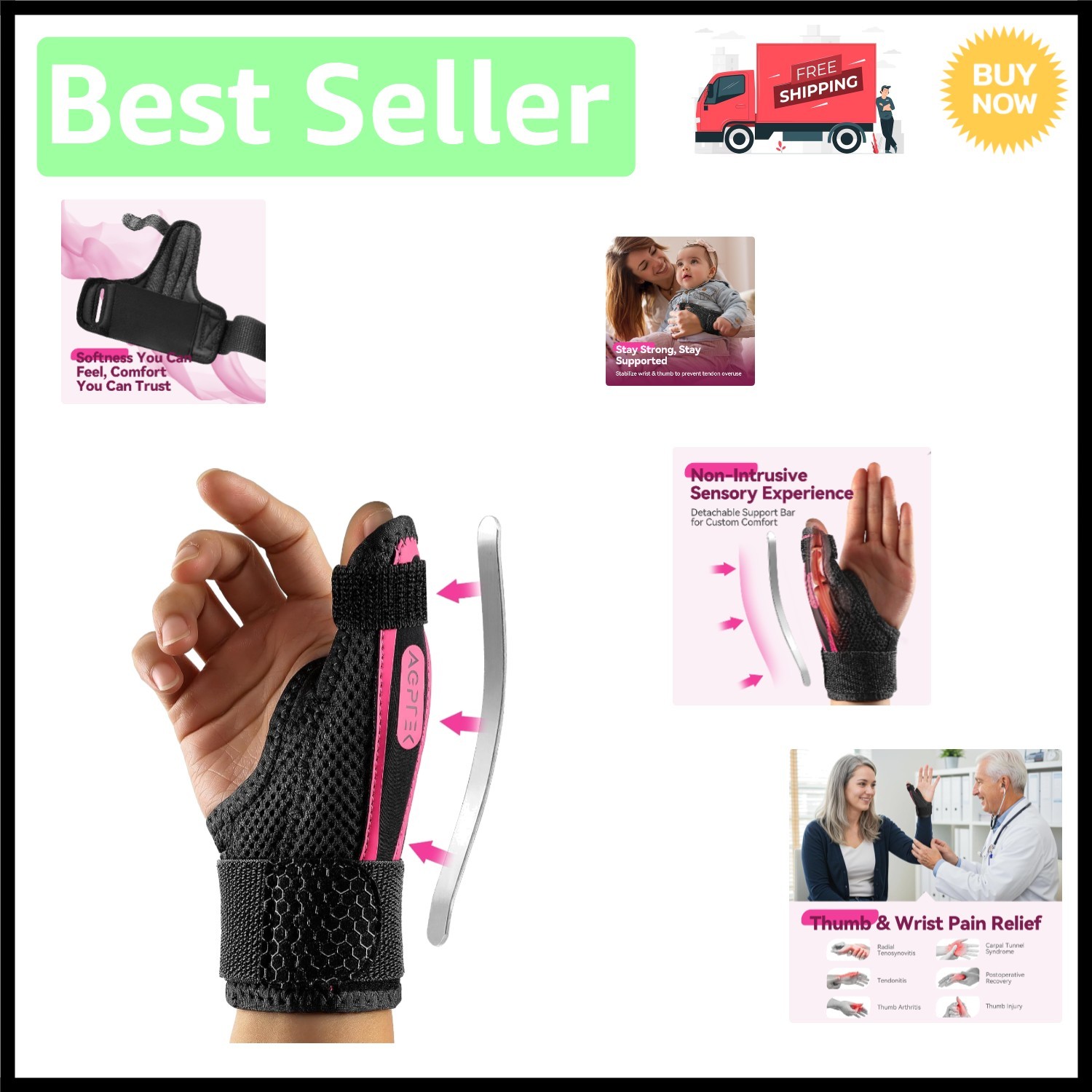 Ergonomic Thumb Support Brace for Arthritis & Tendonitis – Adjustable & Durable