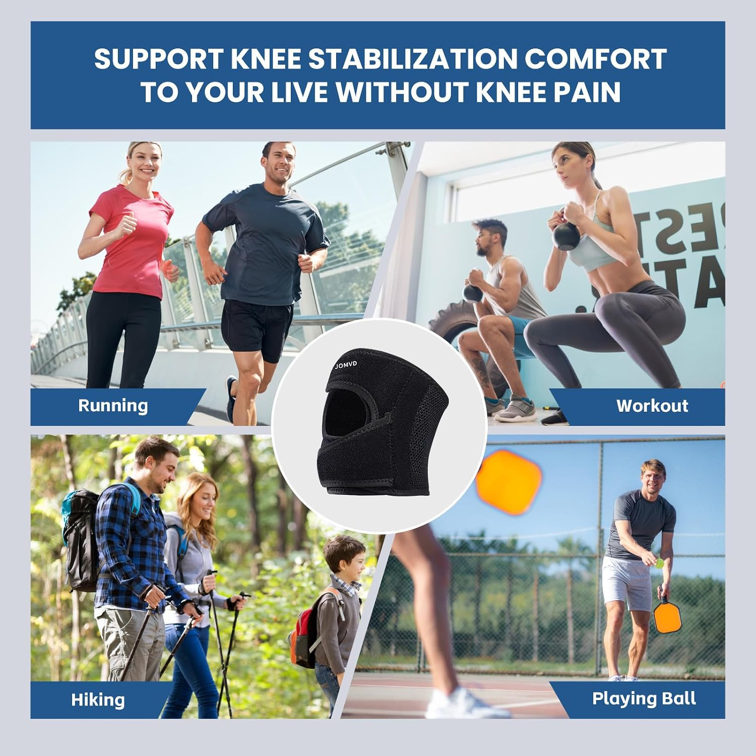 Knee Brace for Patellar Tendon, Adjustable Lightweight 1/2 Patellar Knee Support