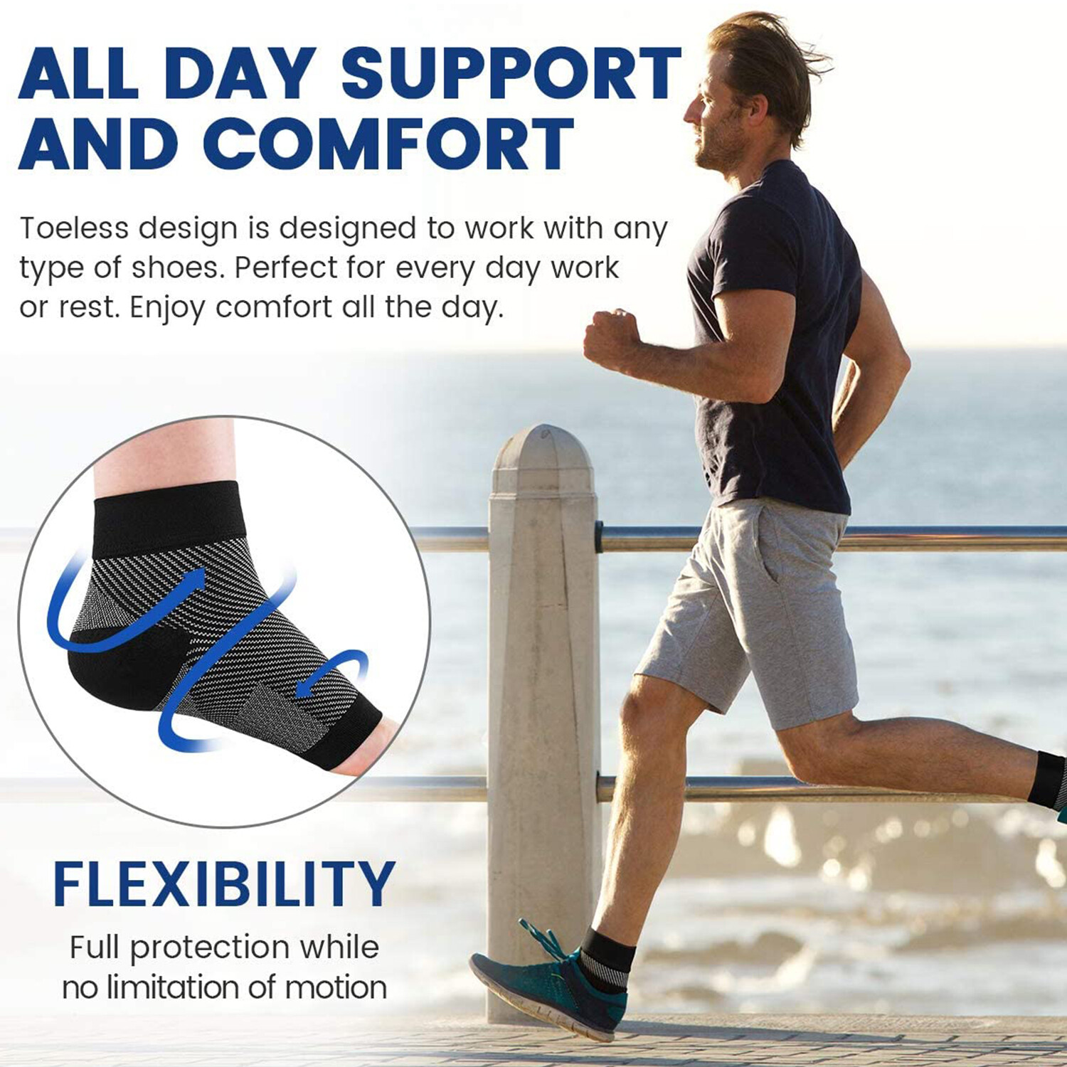 Varicose Veins Compression Socks Ankle Brace Support Foot Pain Relief Tennis