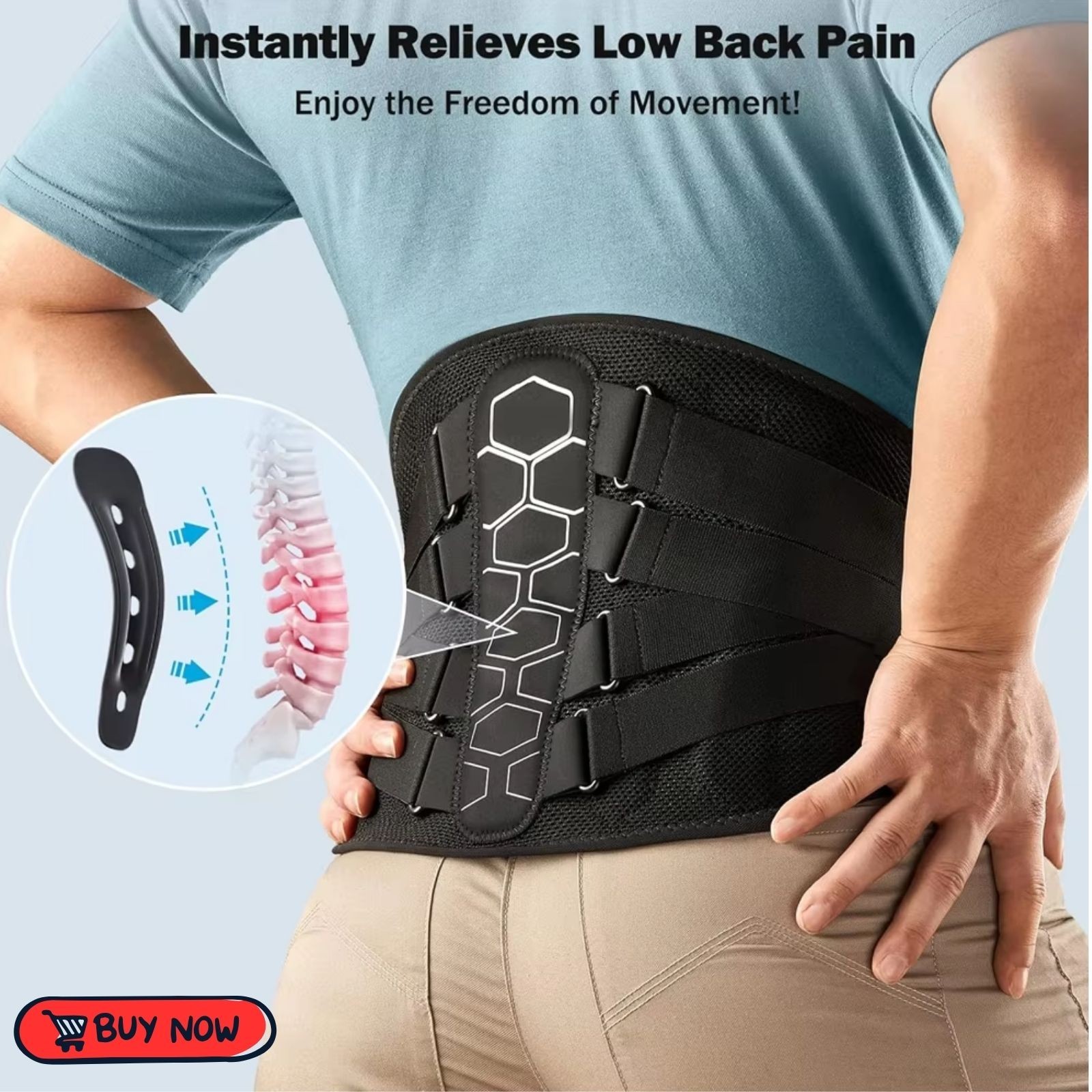 Copper Fit X-Back Brace for Lower Back Pain, Lumbar Support, (Large/XLarge)