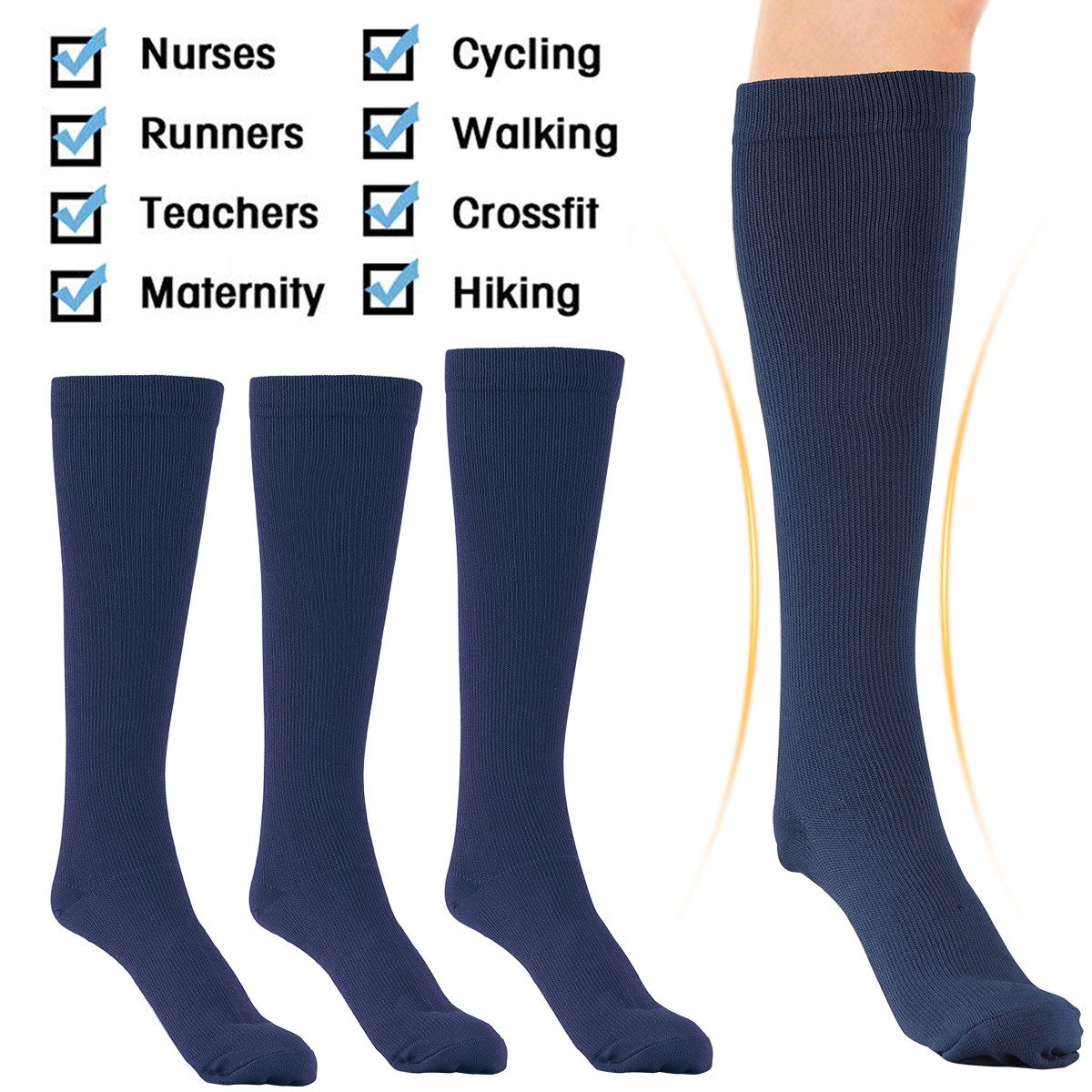 Mens Womens Copper Compression Athletic Socks Pain Relief Graduated Support Sock