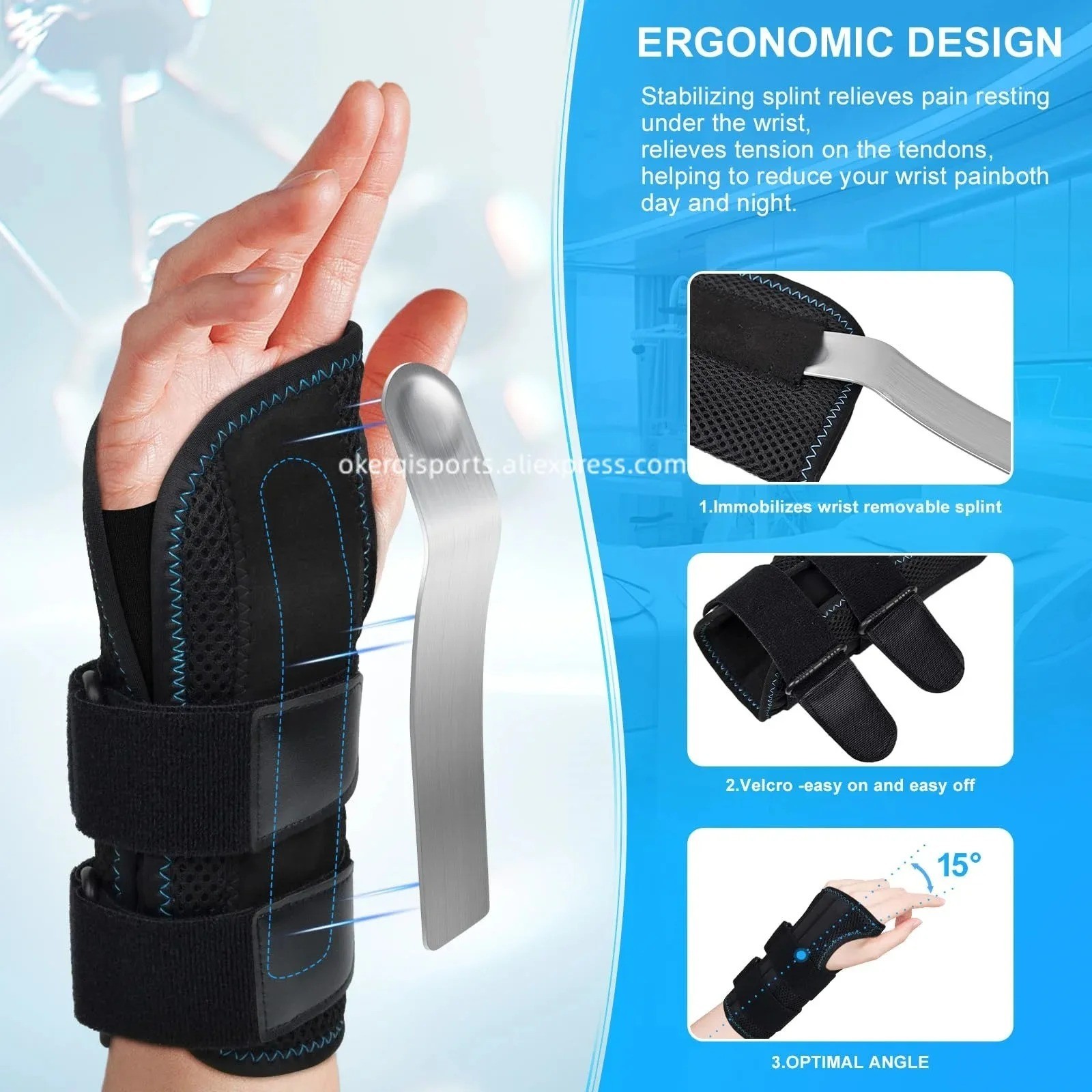 Carpal Tunnel Wrist Brace & Compression Glove Hand Splint Arthritis Pain Relief