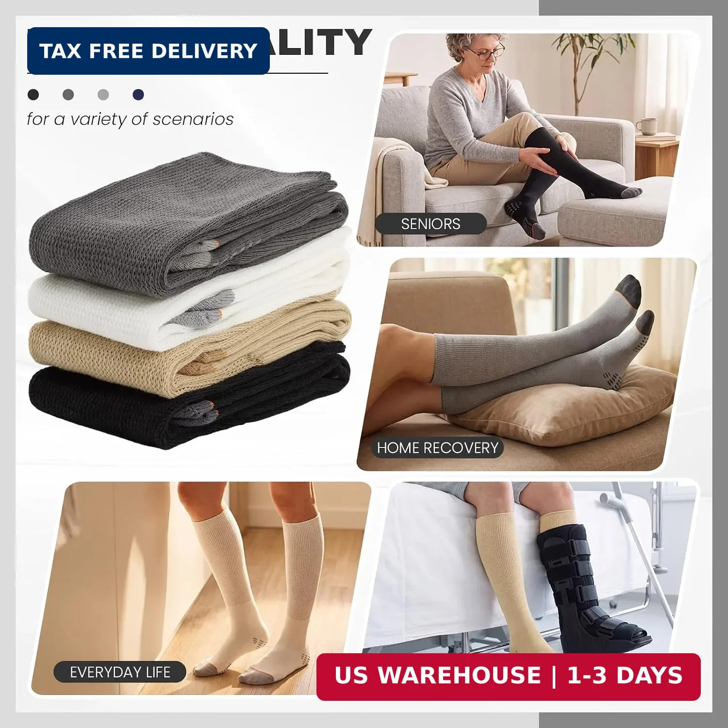 4 Pairs Walking Boot Socks Replacement Sock Liner for Orthopedic Walker Brace, T