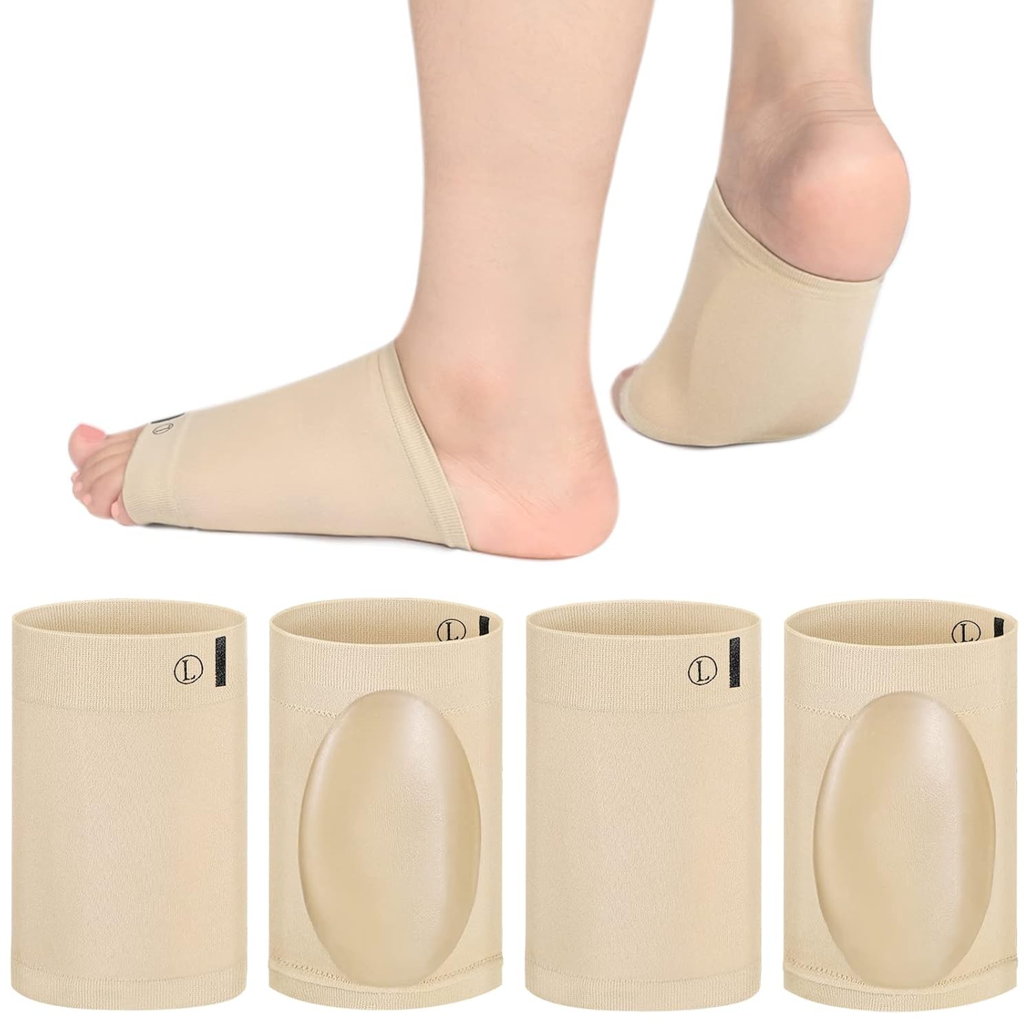Arch Support Socks 4 Pieces Cushioned Metatarsal Flat Foot Arch Sleeve Support