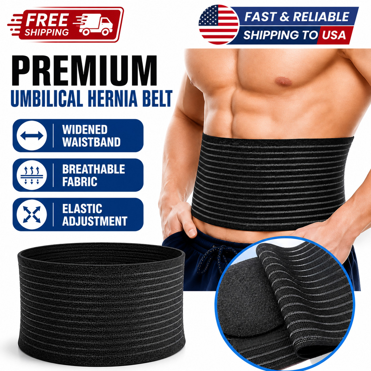 Umbilical Hernia Belt for Men and Women Abdominal Support Binder with Compress