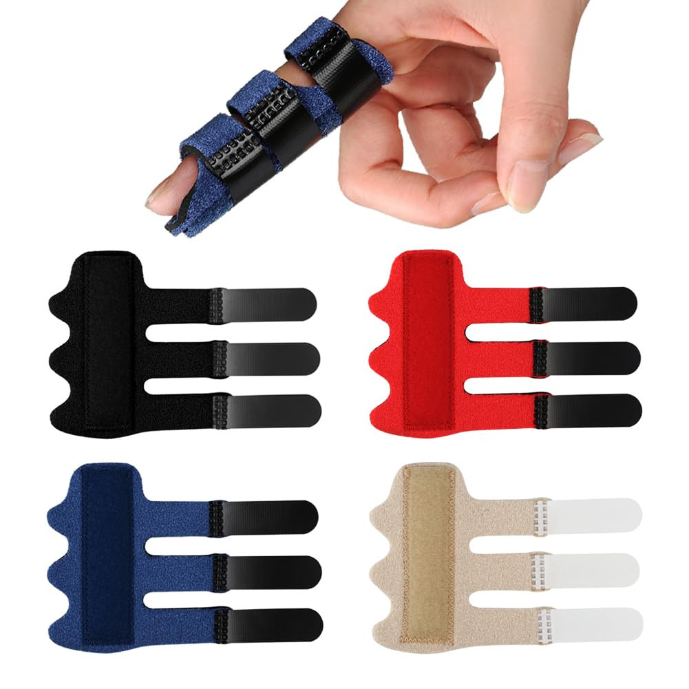 Upgraded Finger Splints (4Pcs), Trigger Finger Splint Finger Brace with 3 Fixing