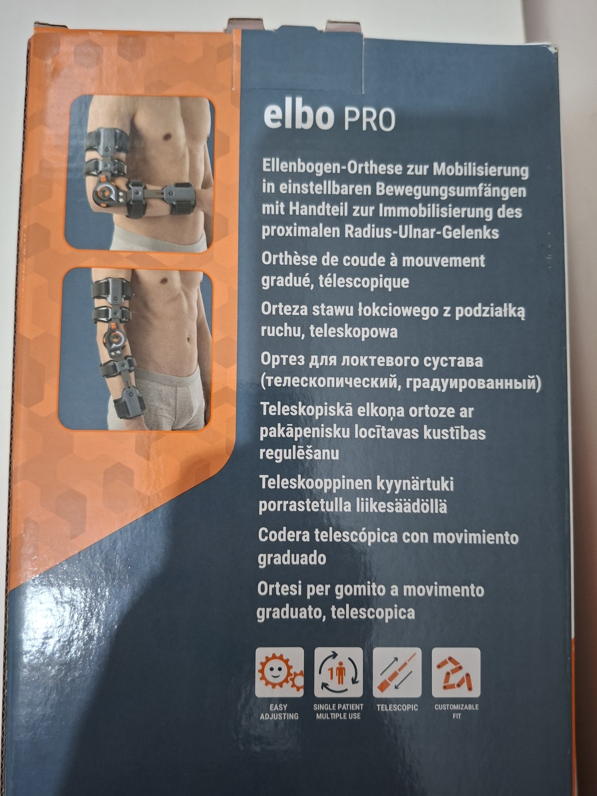 Elbow brace with adjustable angle.