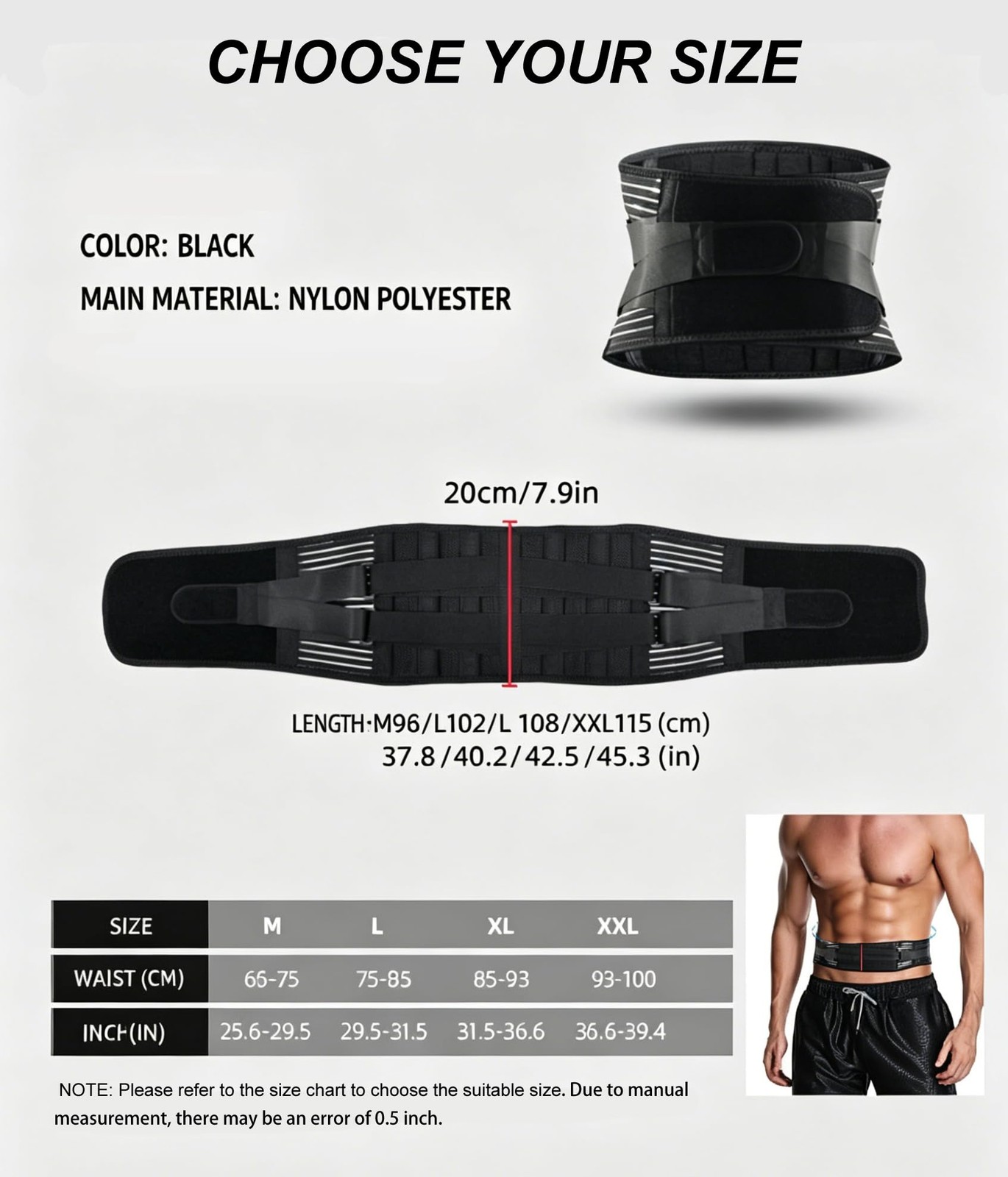 Back Brace for Men Lower Women, Adjustable XX-Large, Black
