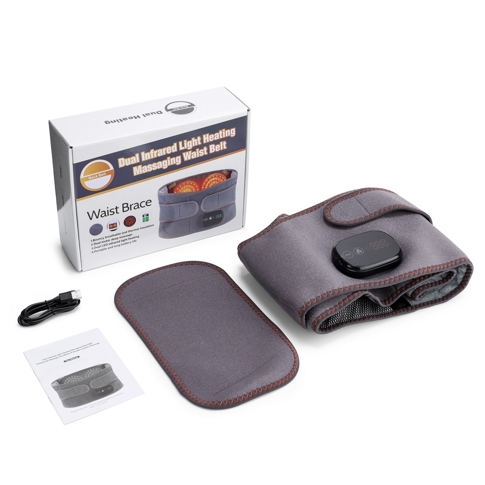 Cordless Heating Vibration Pad Electric Back Massager Waist Lumbar Support Belt
