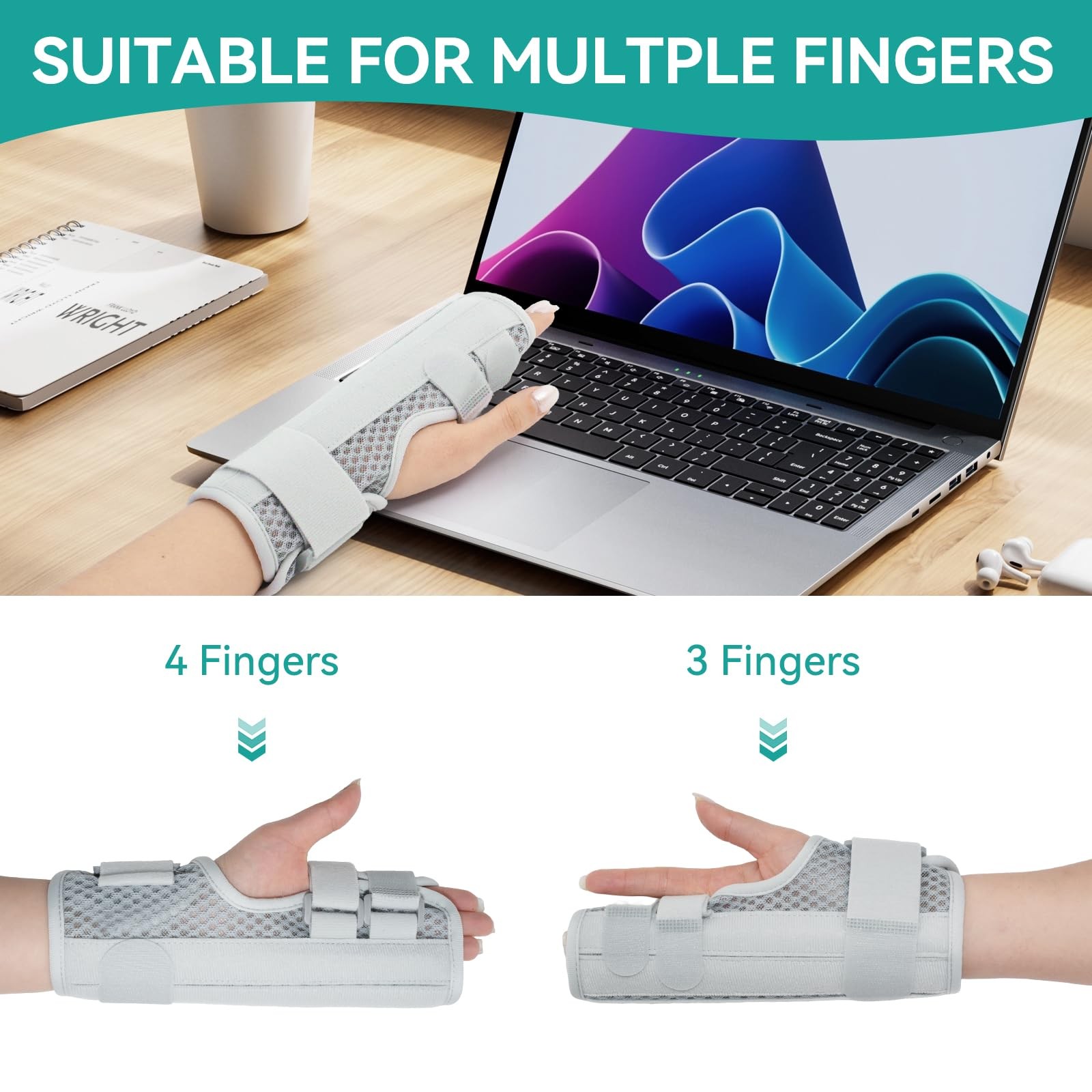 Lefeke Trigger Finger Splint, Multi Brace for Middle, Medium, Gray