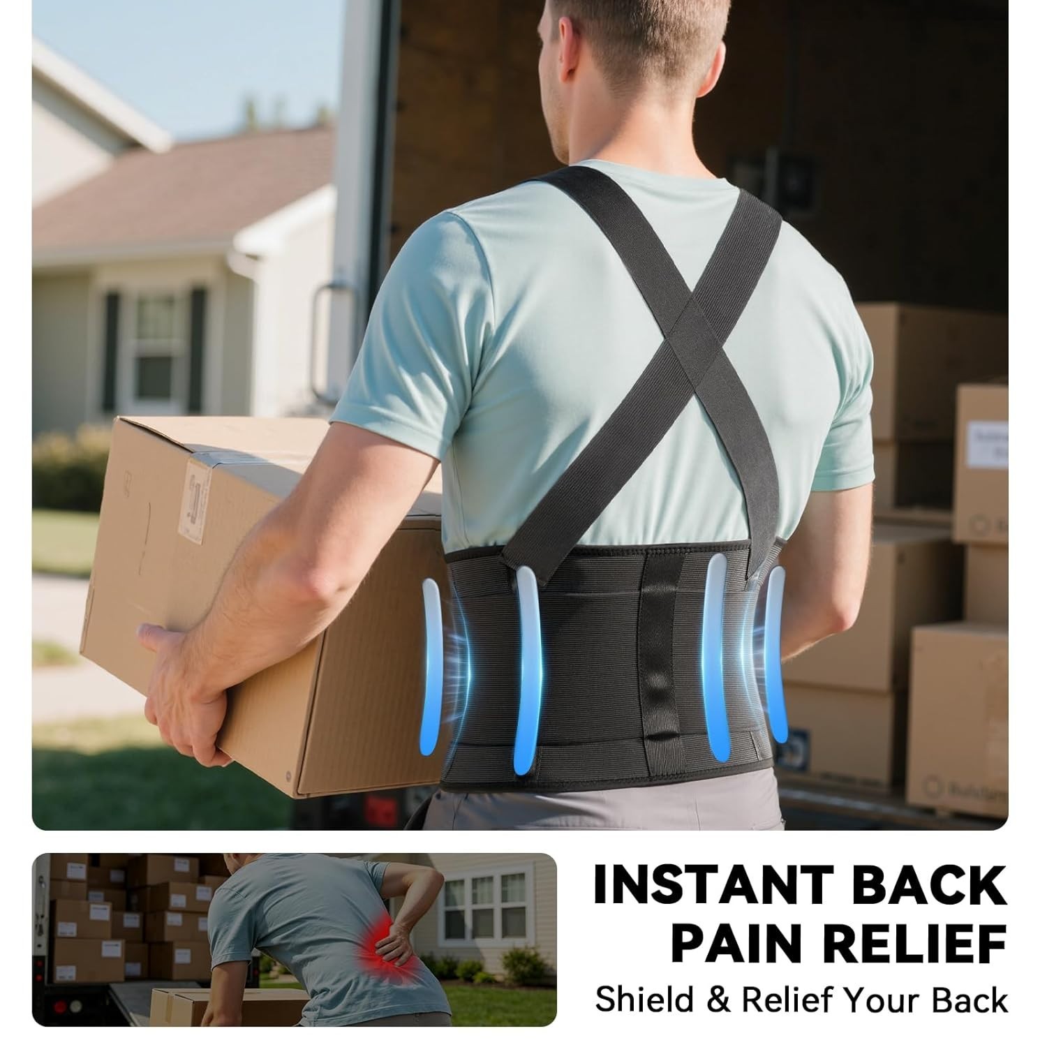 Work Back Brace Adjustable Lower Back Support Belt Sciatica Pain Relief