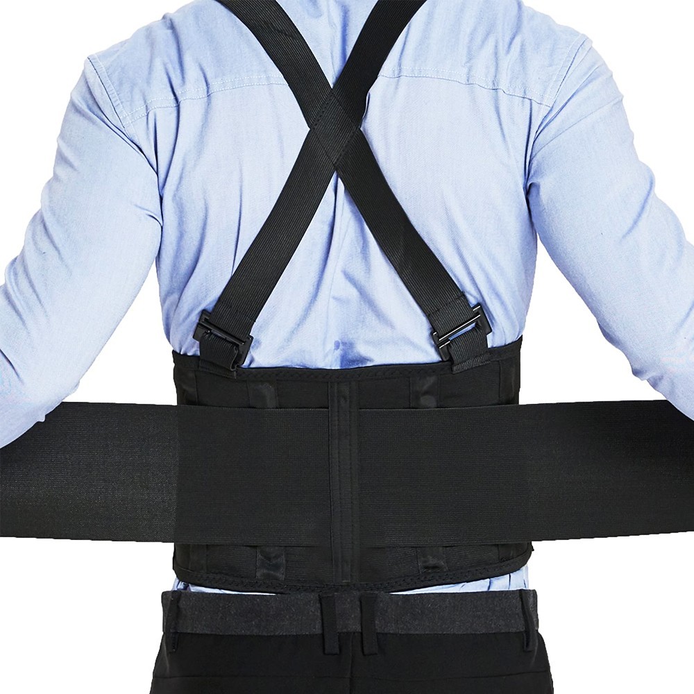 Heavy Duty Back Brace Suspenders Adjustable Lumbar Support Belt Work Men Women