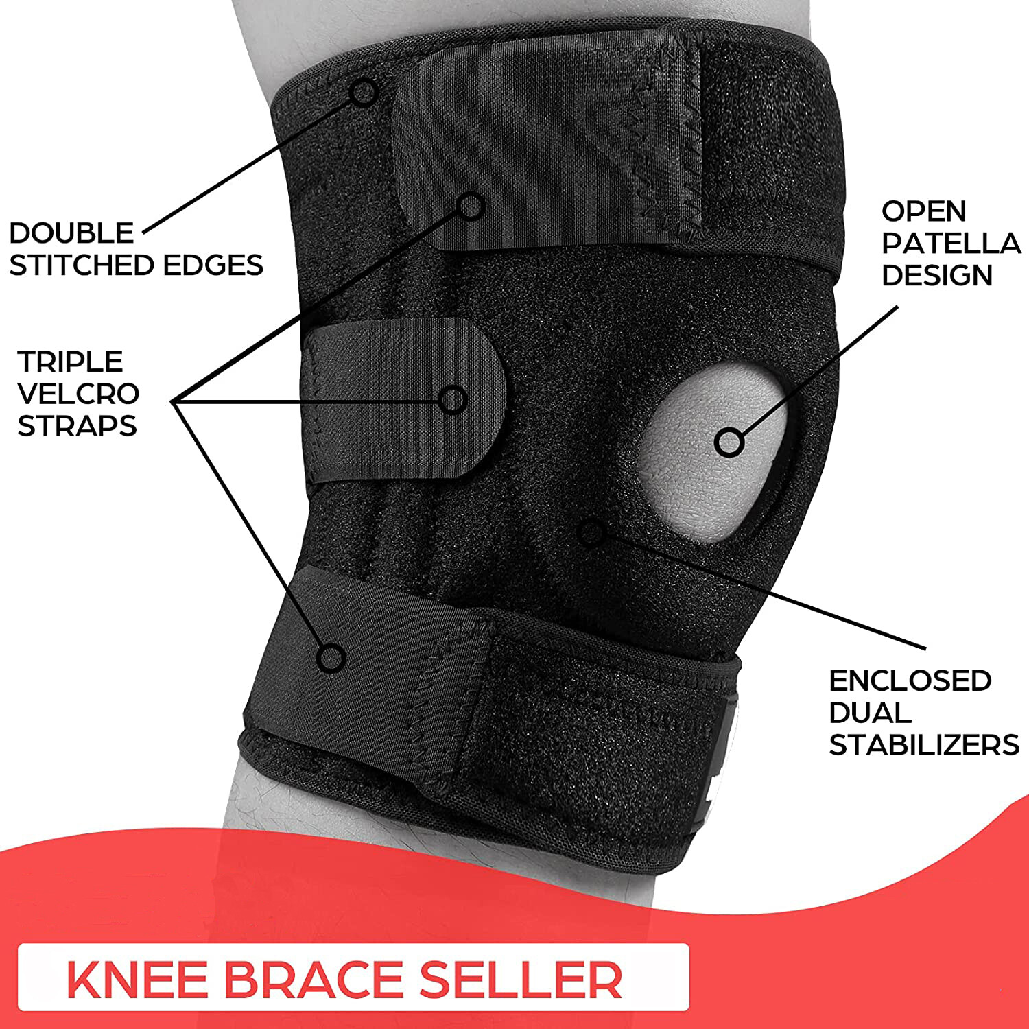 Knee Brace Support Compression Patella Meniscus Sport Joint Pain Arthritis Wraps