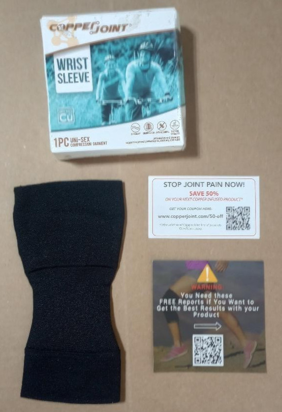 NEW CopperJoint Wrist Sleeve Compression Garment Black (Small / Left) Free Ship
