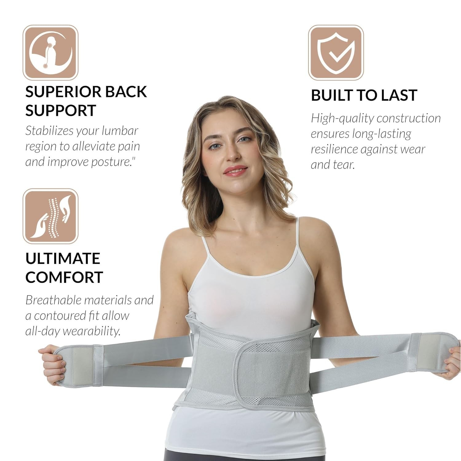 Comfort Fit Lower Back Brace with Crisscross Design – Size L for Pain Relief