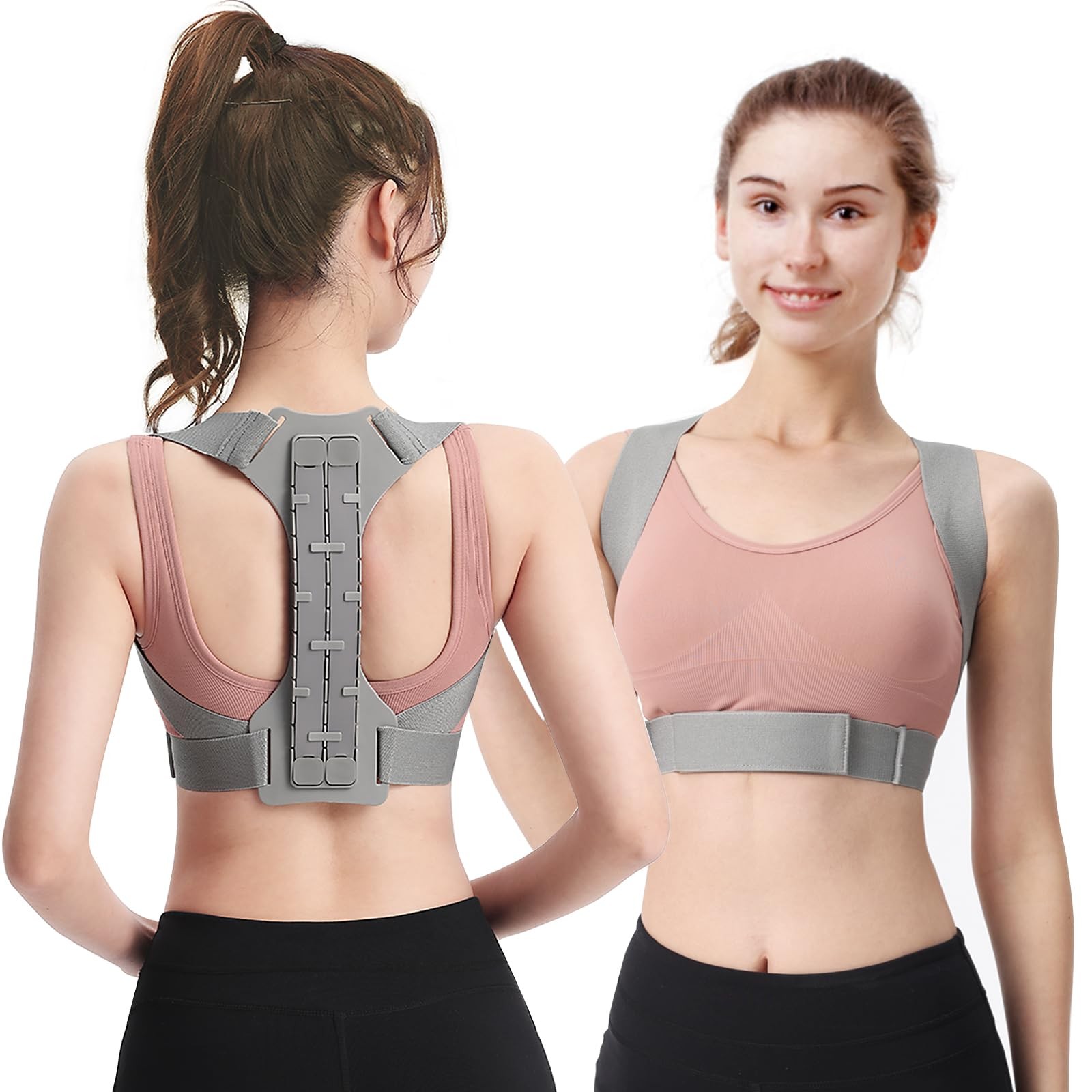 HTOGQCQ Posture Corrector for Women and Men, Adjustable Back X-Large, Gray