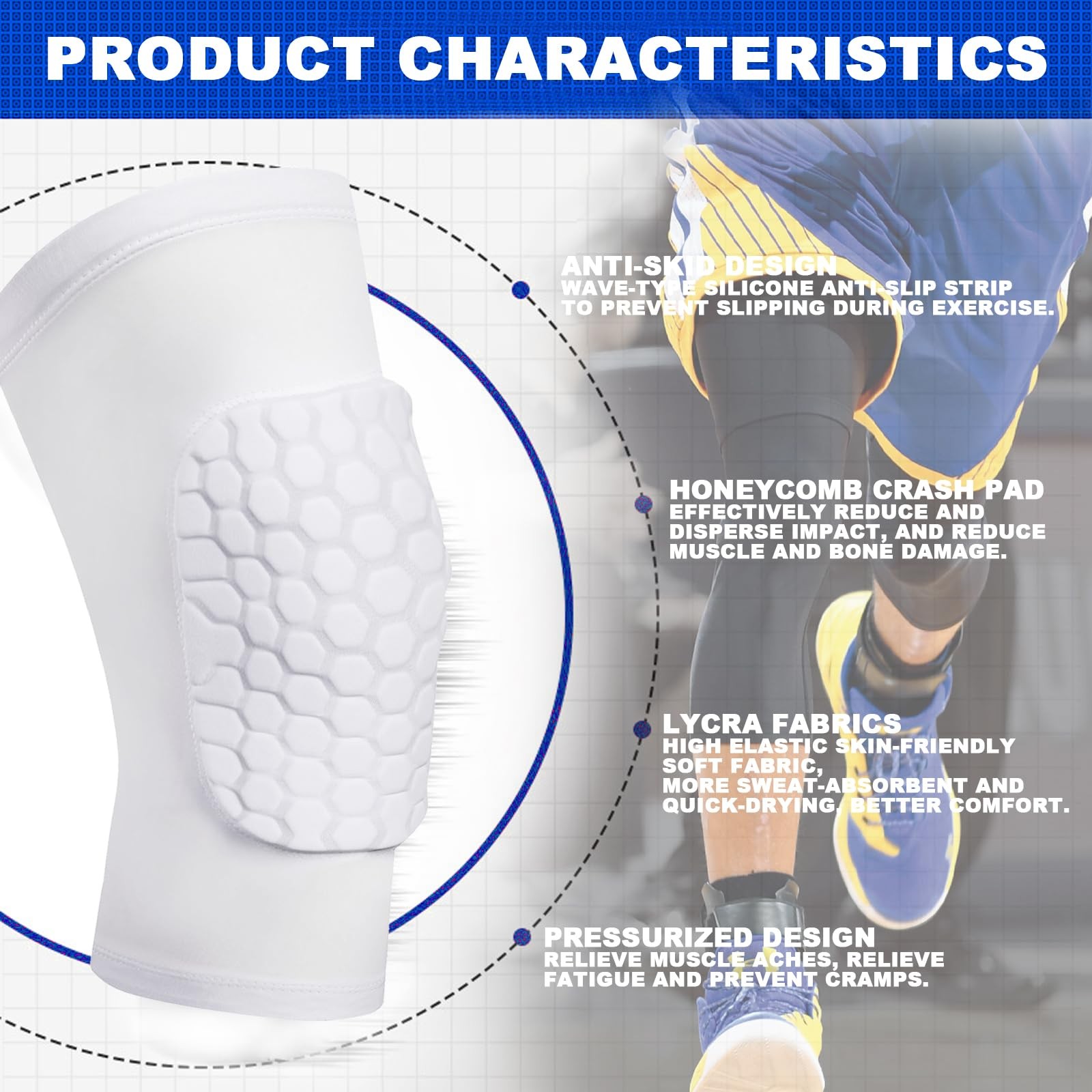 Knee Compression Pads,Knee Sleeve Basketball Volleyball Knee Pads with Honeyc…