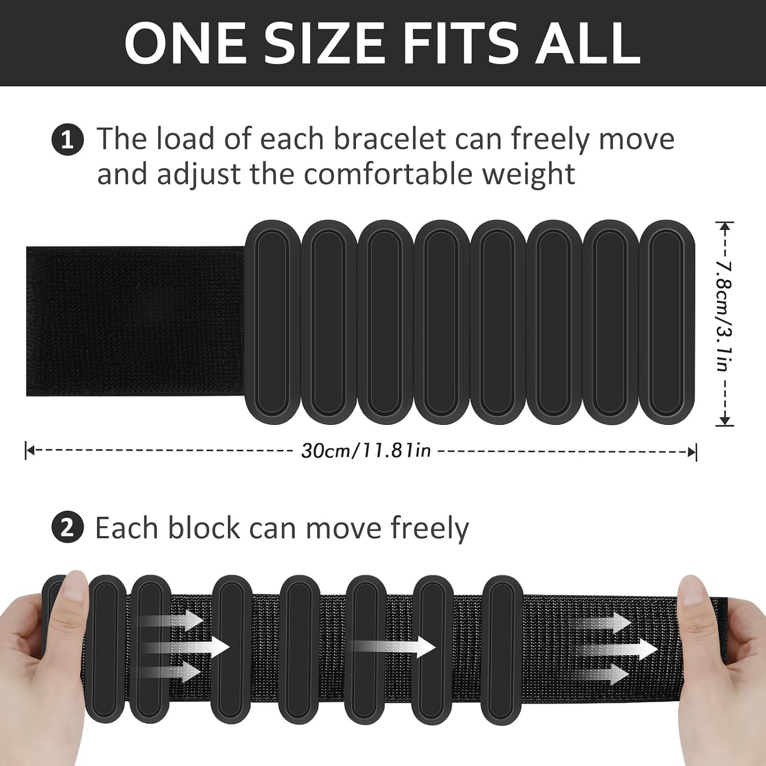 Adjustable Wrist & Ankle Weights Set of 2(1Lbs Each), Premium Silicone Wearable