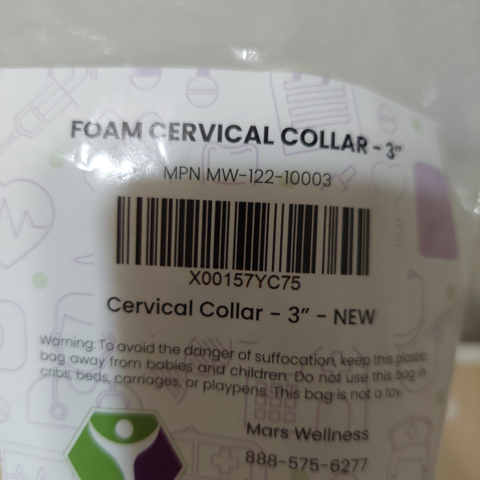 Cervical Collar, Soft Contour Foam, Neck Support Brace 3″ Depth