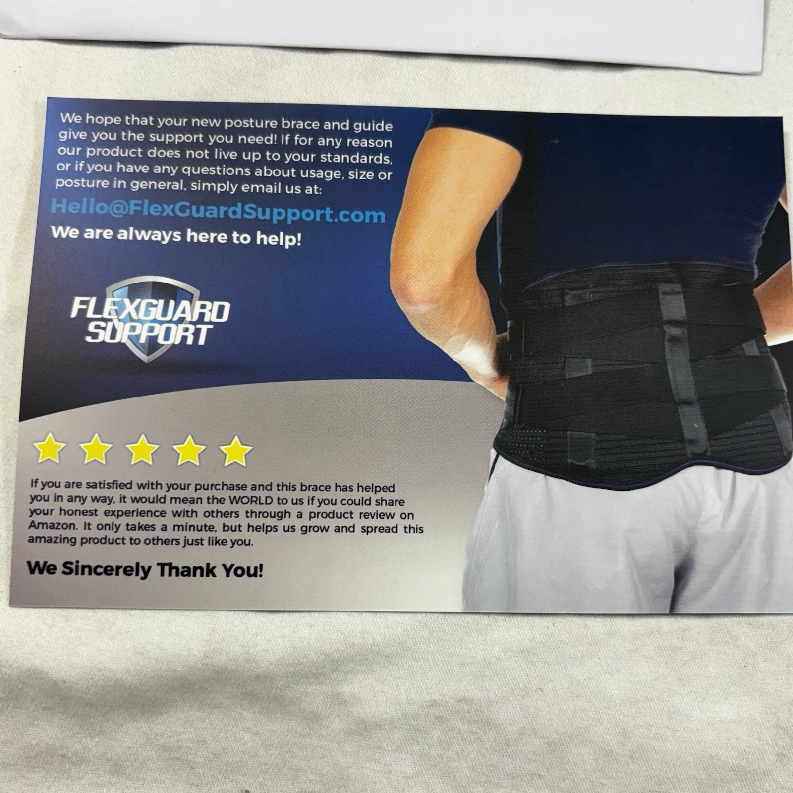 Flexguard Support Lower Back Brace – Black, Medium/Large