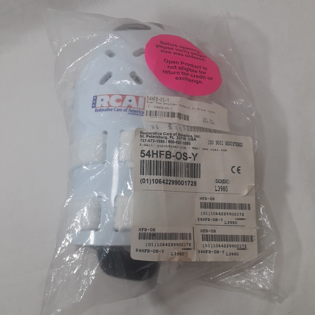 RCAI RESTORATIVE CARE OF AMERICA HUMERAL FRACTURE BRACE OVER THE SHOULDER YOUTH