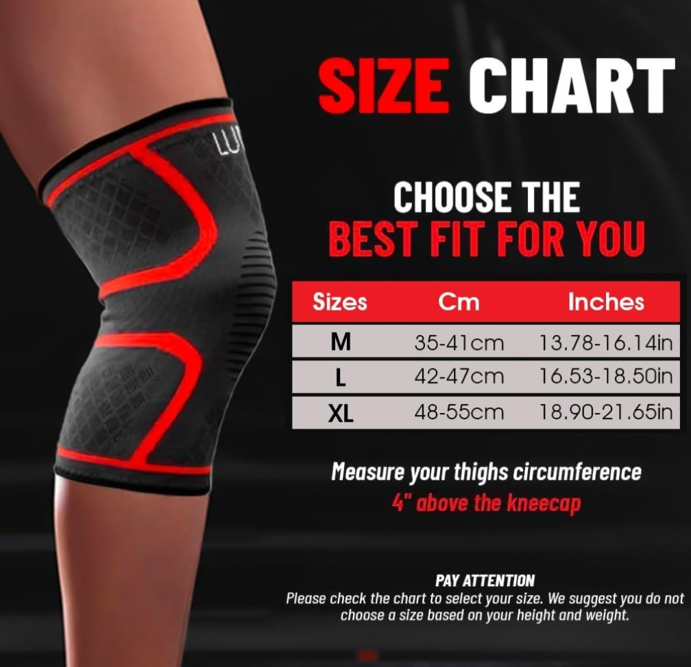 Pair Of Compression Knee Sleeve Black Large L Lumina Unisex