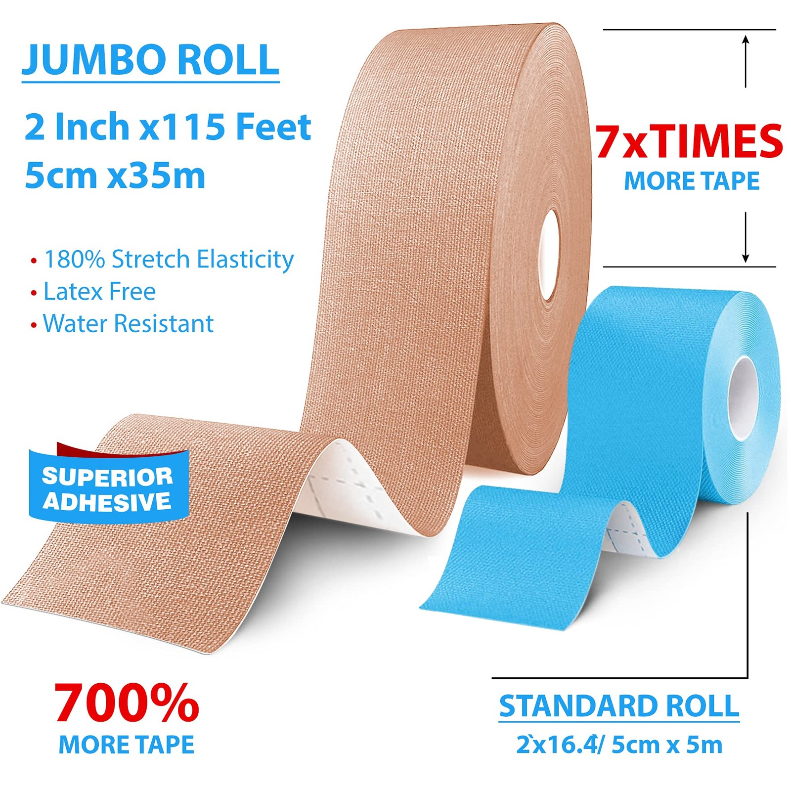 Starktape Bulk Kinesiology Tape 2″ W x 115′ L Black 97% Cotton /3% Spandex