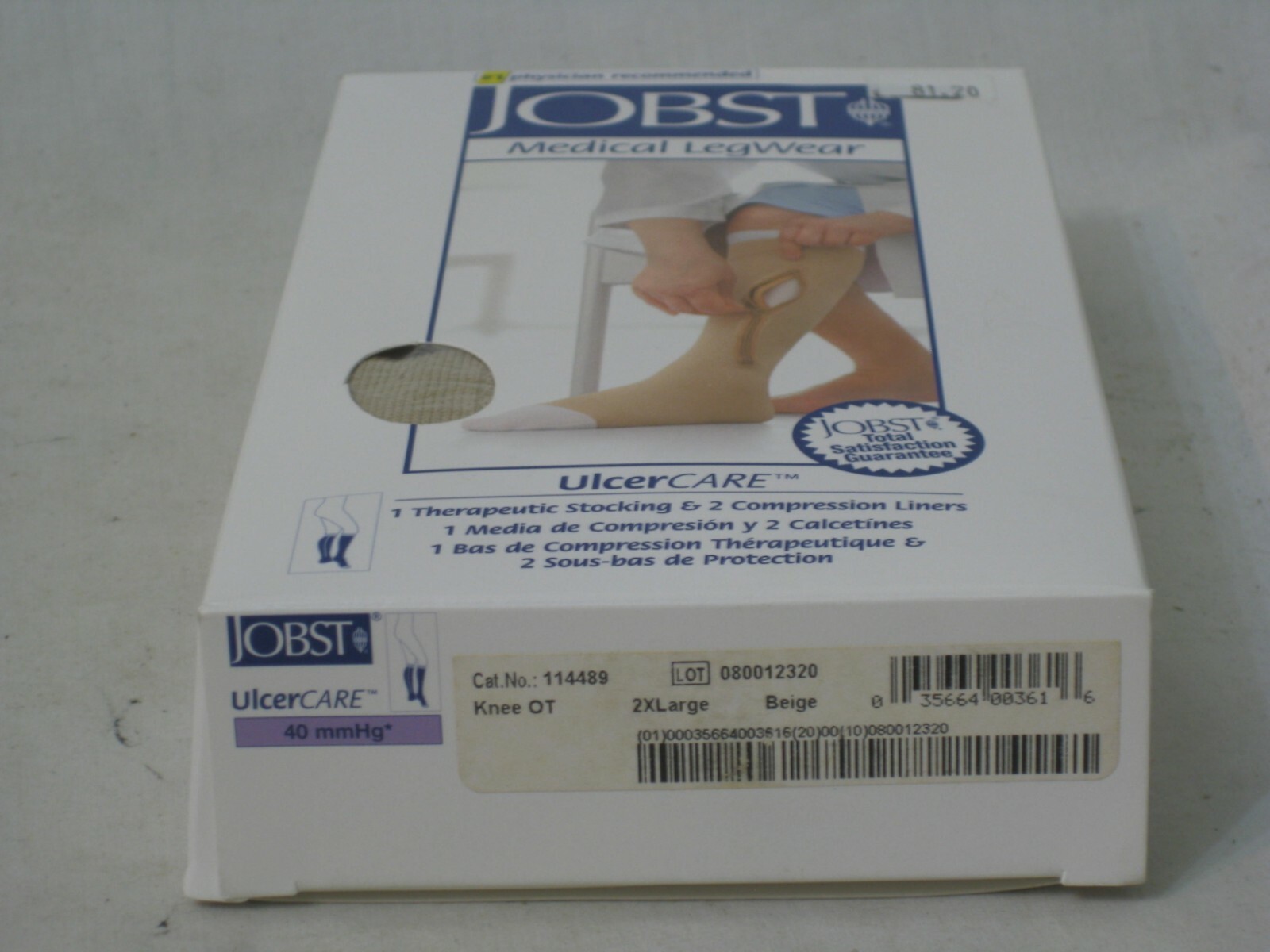 JOBST Medical Leg Wear 114489 2XLarge Beige Knee OT CL-LT Knee High w/ zipper +