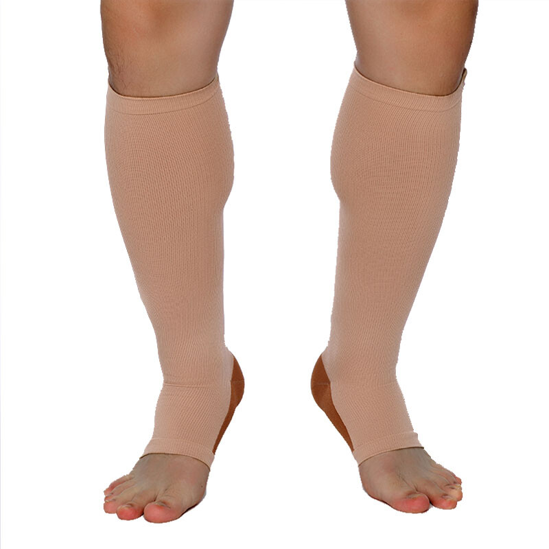 1 Pairs Copper Zipper Compression Socks Support Graduated Stockings 20-30mg