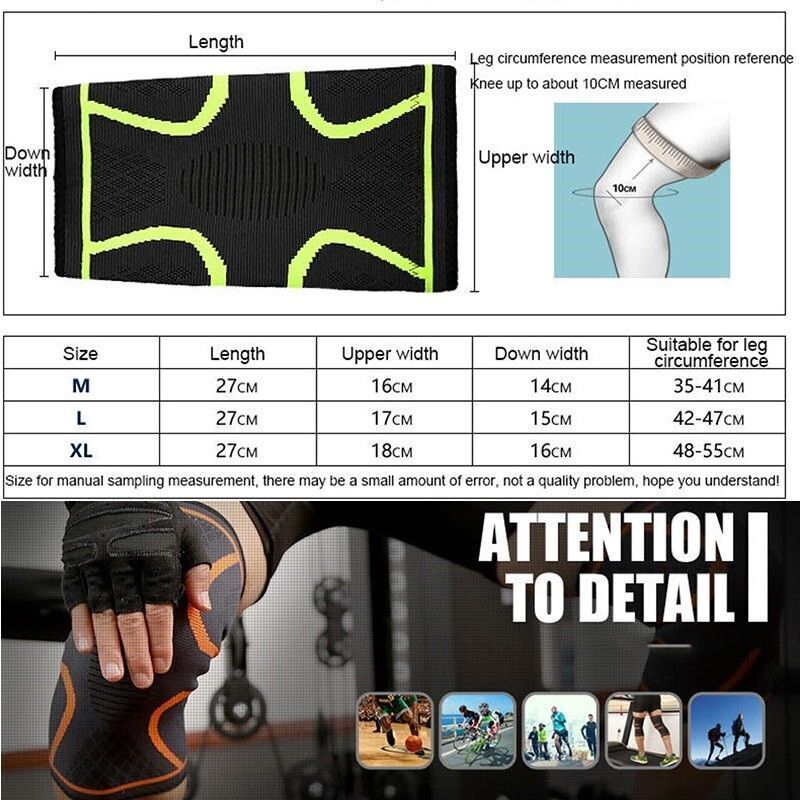 Silicone Knee Brace Compression Sleeve Support with Patella Gel Pad Side Spring