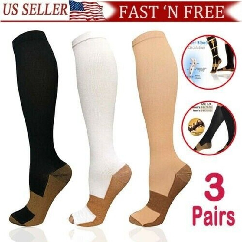 3 Pares Calcetines De Compresion Para Hombres Y Mujeres – 20-30Mmhg 2 A Medias