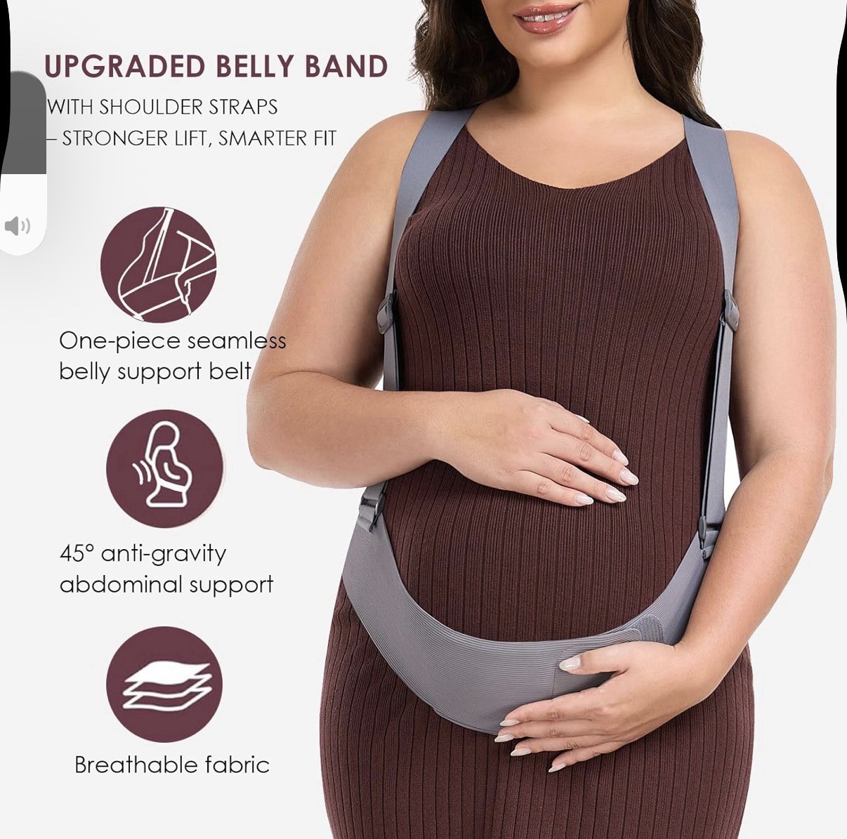 NEW! Belly Bands for Pregnant, Support Brace Straps, Maternity Belt (Gray,M)