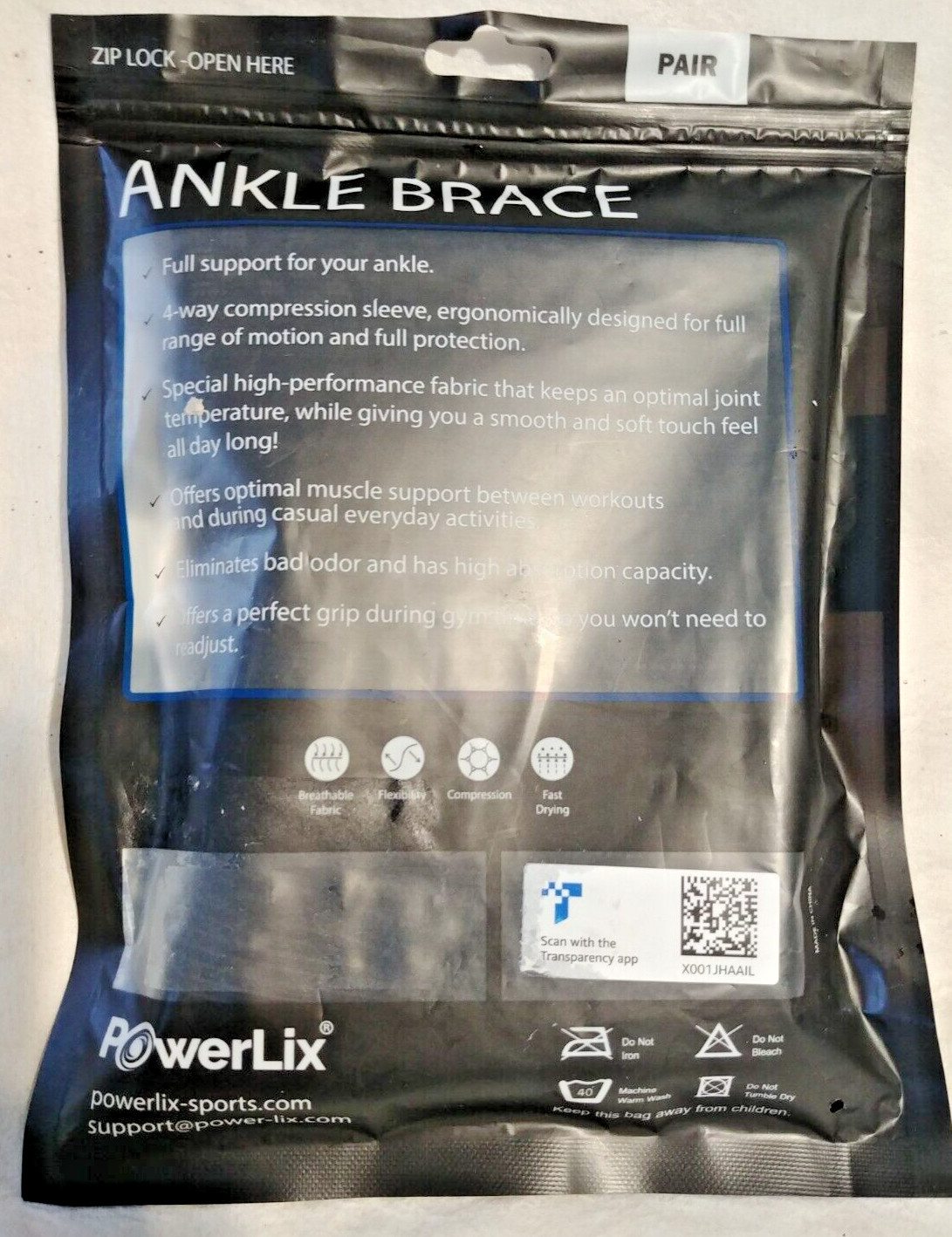 PowerLix Ankle Brace, 2 Pack, 4 Way Compression for Injury Recovery, Pain Relief