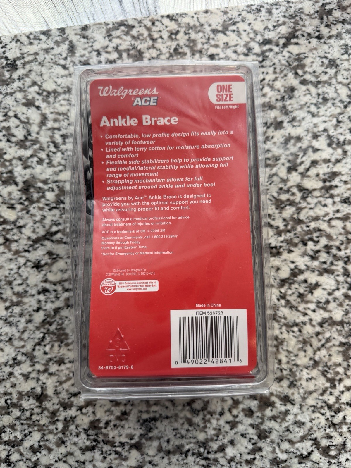 Walgreens Ankle With Side Stabilizer One Size Fits Left/Right Black