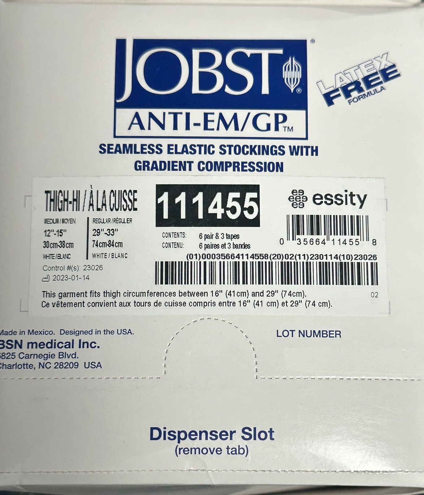 (2 Pairs) Jobst Seamless Anti-Embolism Elastic Knee Hi’s, 111455 Med-Reg