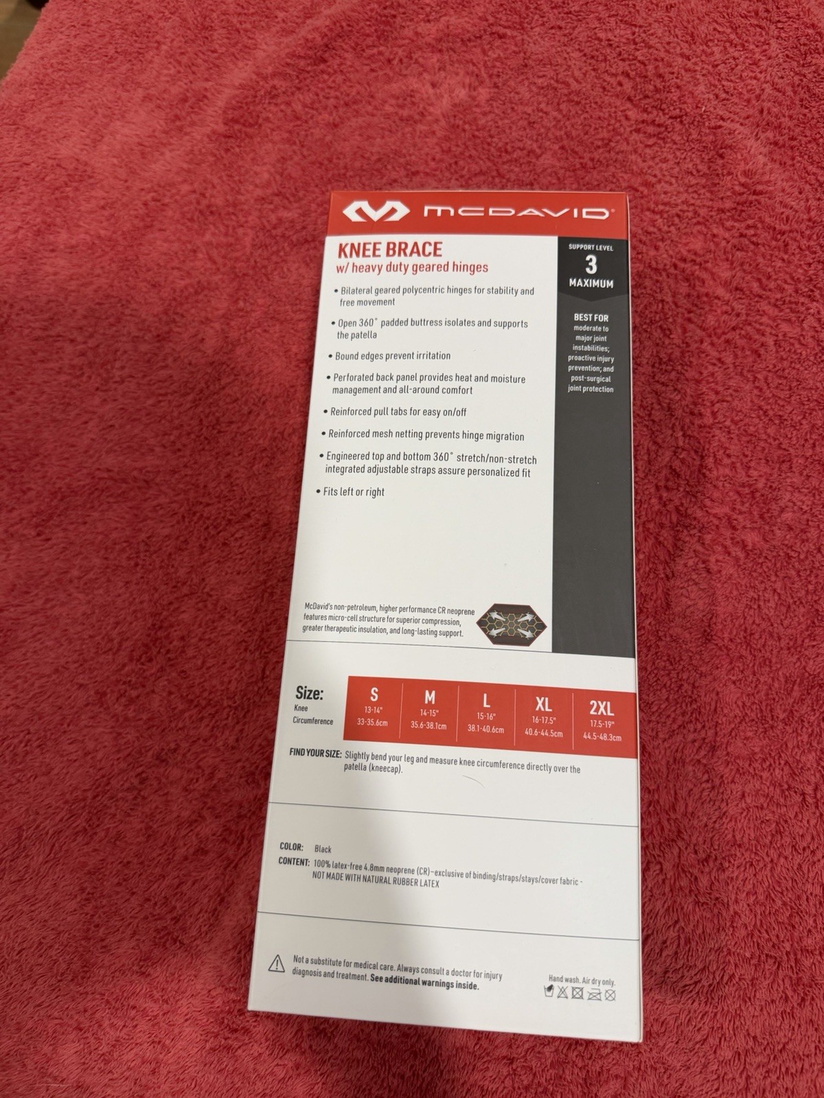 NEW McDavid MD429 Maximum Support Polycentric Hinges KneeBrace, Black, Adult L