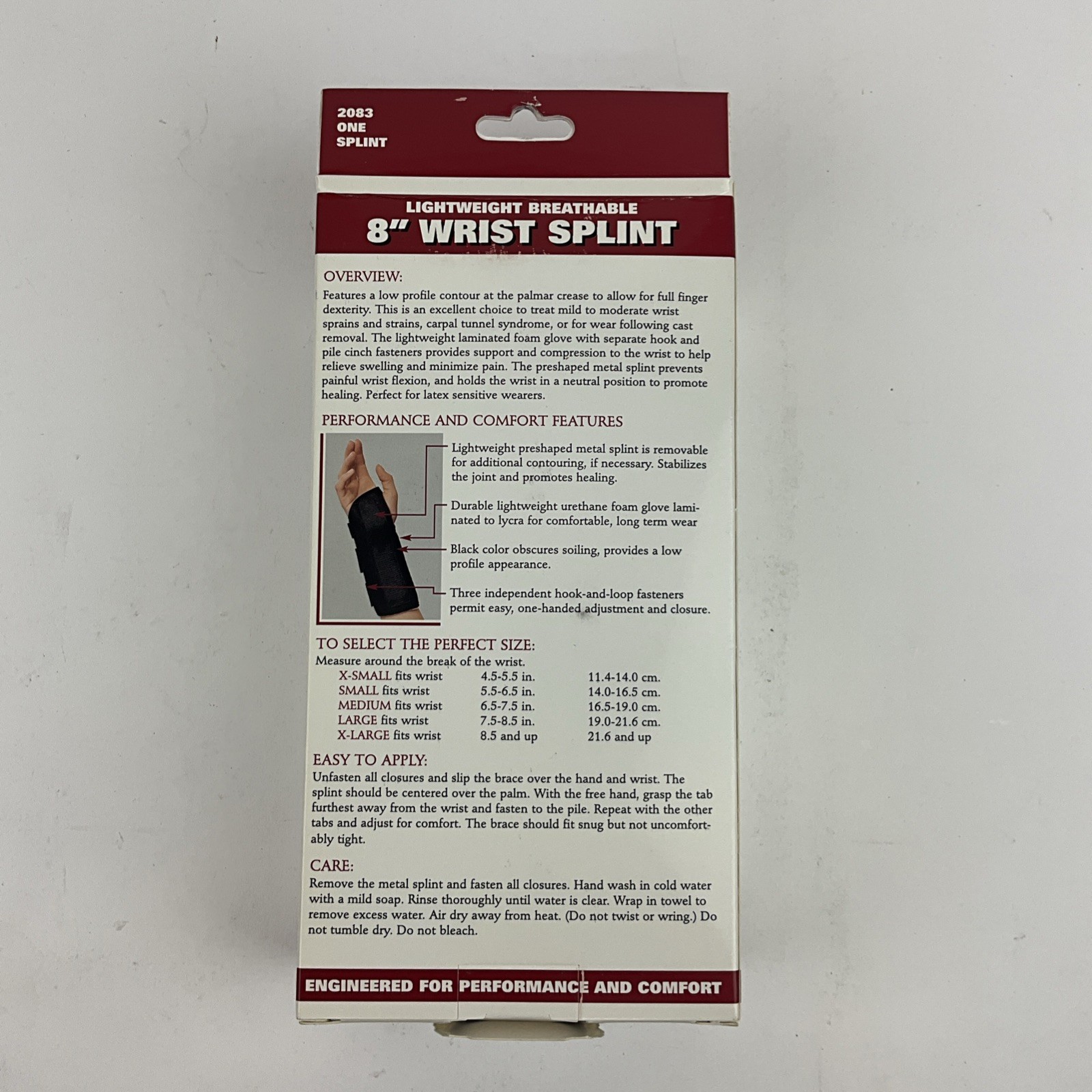 OTC Wrist Splint 8-Inch Lightweight Breathable Large Right Hand #2083
