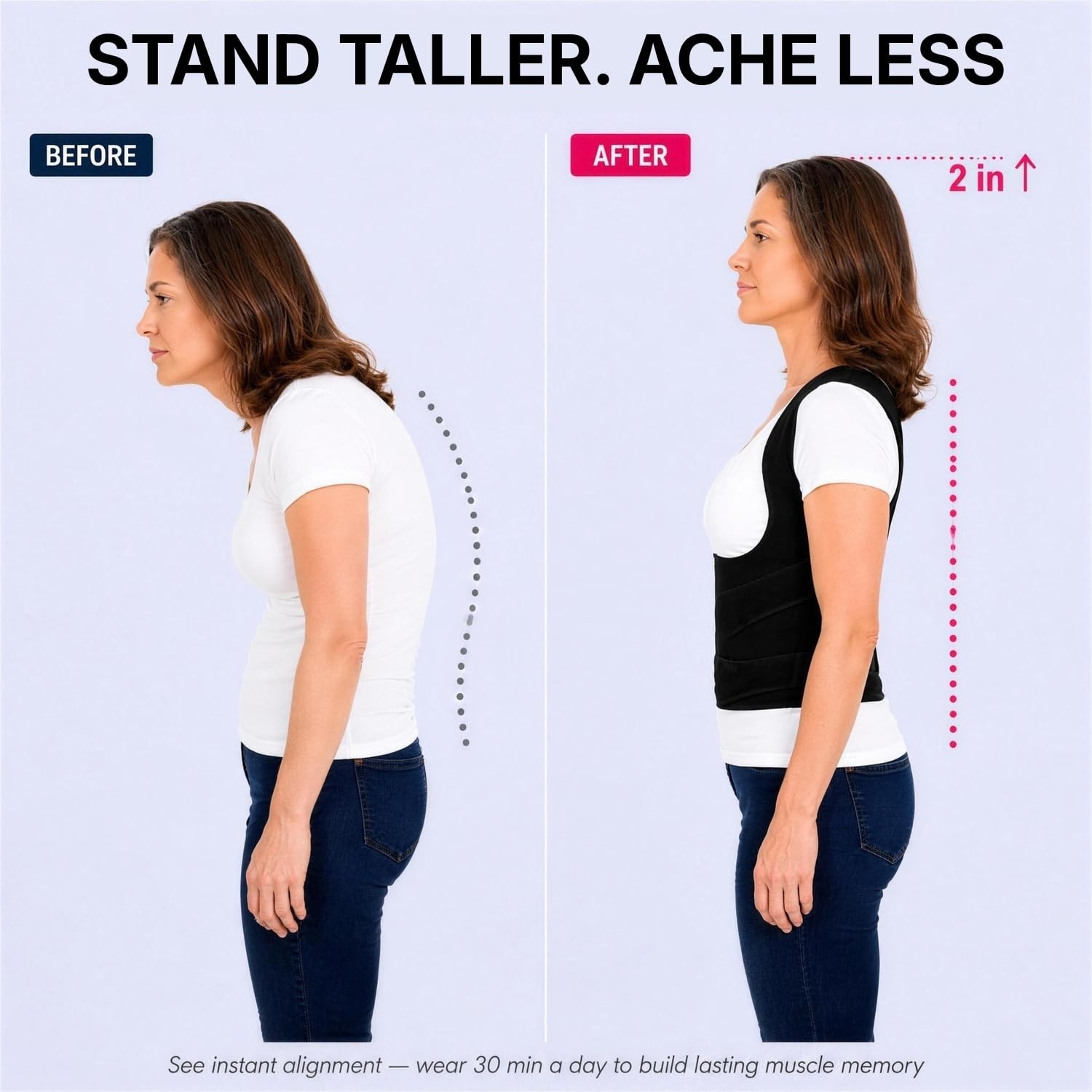 Lightweight Posture Corrector with Removable Support Rods – Pain Relief Solution