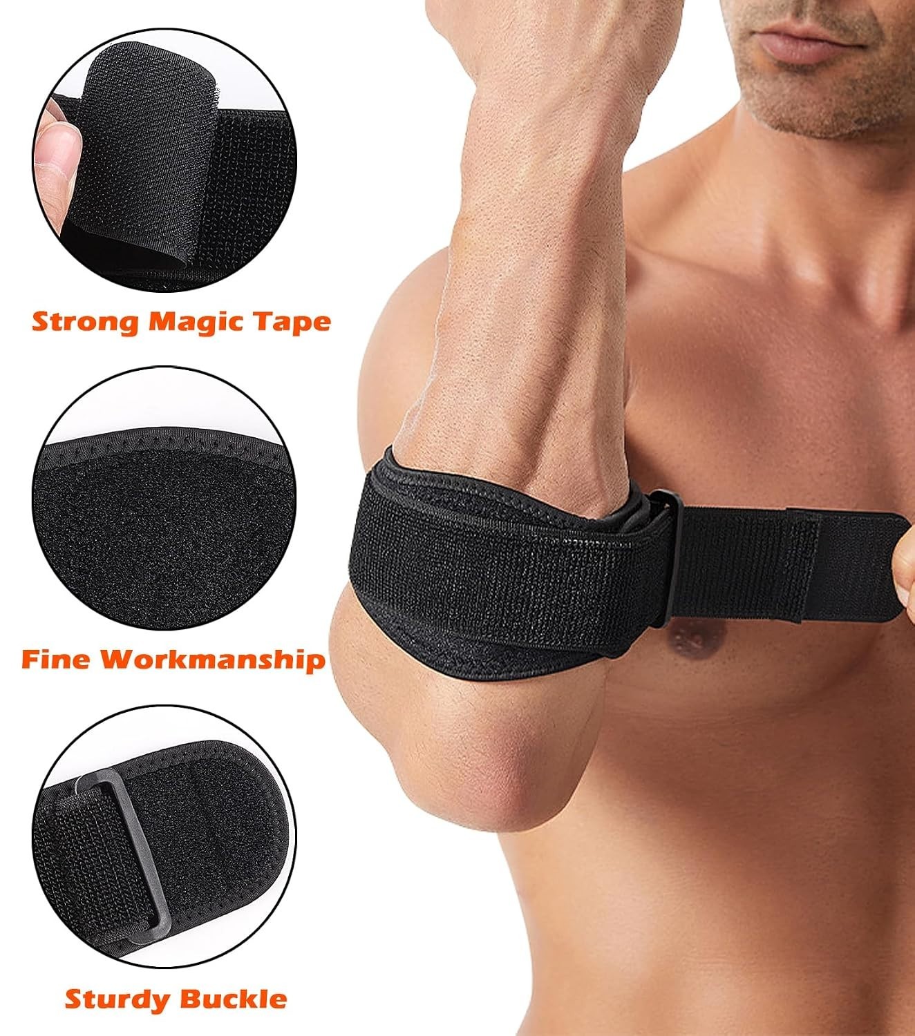 2 Pack Elbow Brace for Golfer & Tennis Adjustable Strap for Pain Relief Support