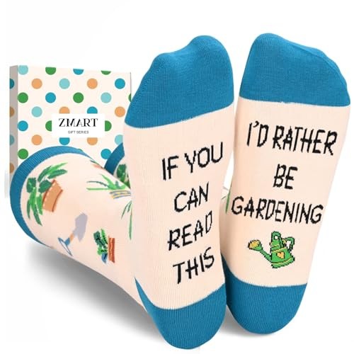 Plant Gifts – Funny Sunflower Plant Socks, Gardening Gifts for Garden Blue