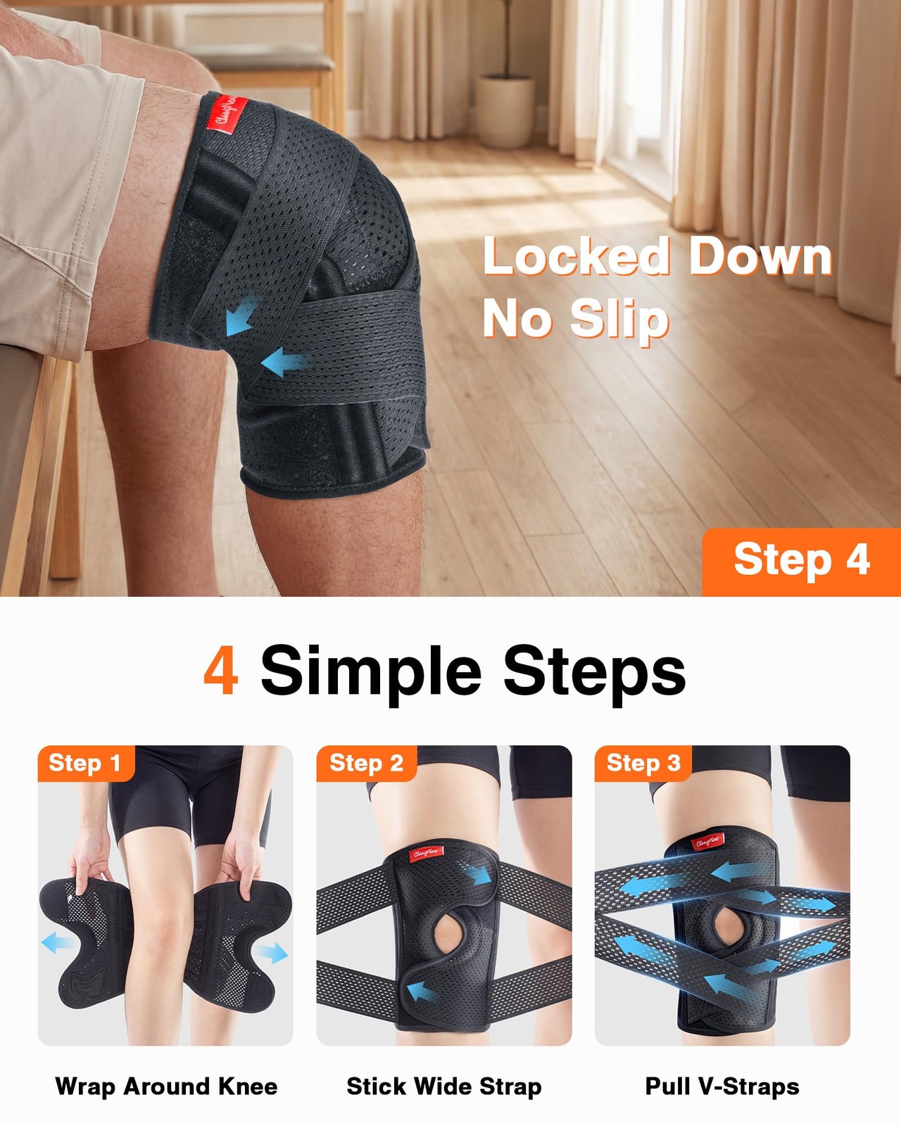 Meniscus Knee Brace for Women and Men,[Ultra Breathable & V-Straps] Knee Supp…